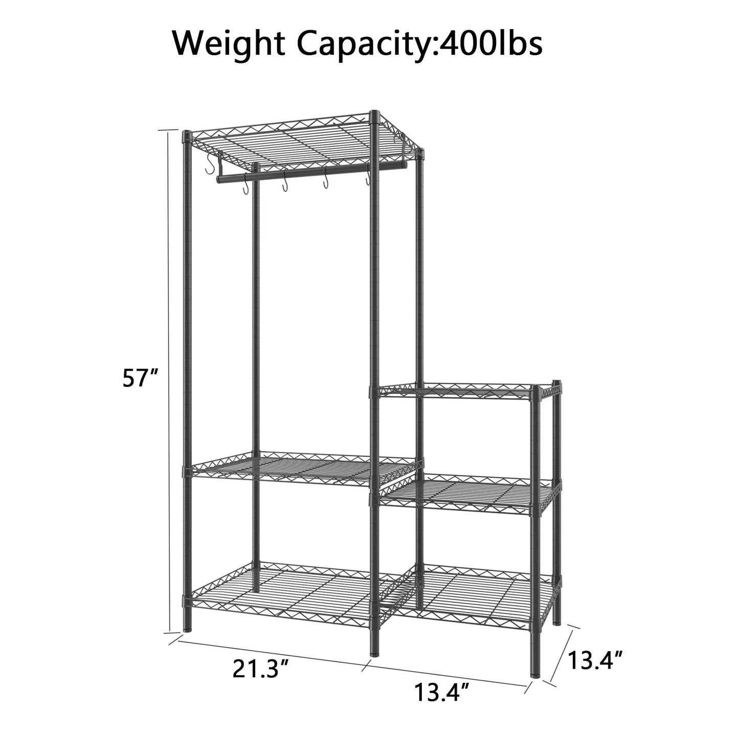 Xiofio 6-Tier Plant Stand for Indoor Outdoor,Metal Plant Shelf,Adjustable Plant Stand Suitable for Bedroom Living Room Balcony Garden,Black