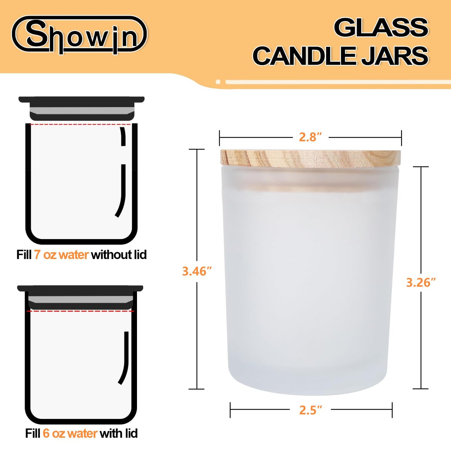 SHOWIN Thick Candle Jars for Making Candles 16 Pcs, 7 OZ Empty Jars with Wood Lids for Candle Making, Sample Container, Frosted White