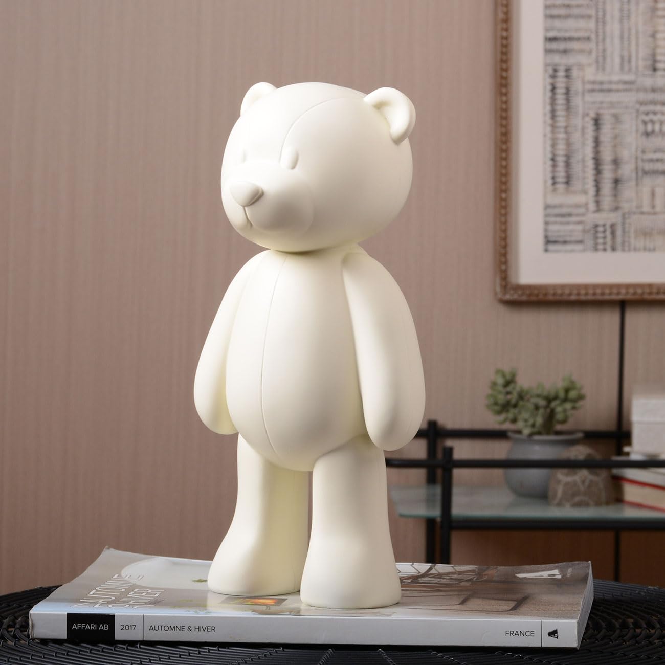 NENBOLEC Bear Sculpture Statue Animal Figurine Gift Home Decor Modern Art for Living Room Bedroom Polyresin White 12 Inch