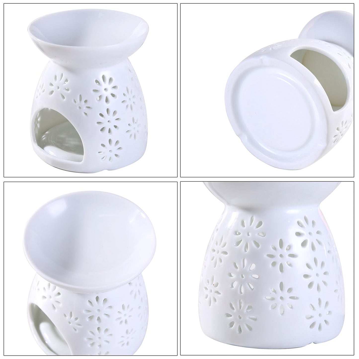 Auxmeware - Ceramic Tea Light Candle Holder, Essential Oil Burner Wax Melt Burner, Incense Aroma Diffuser, Home Decor