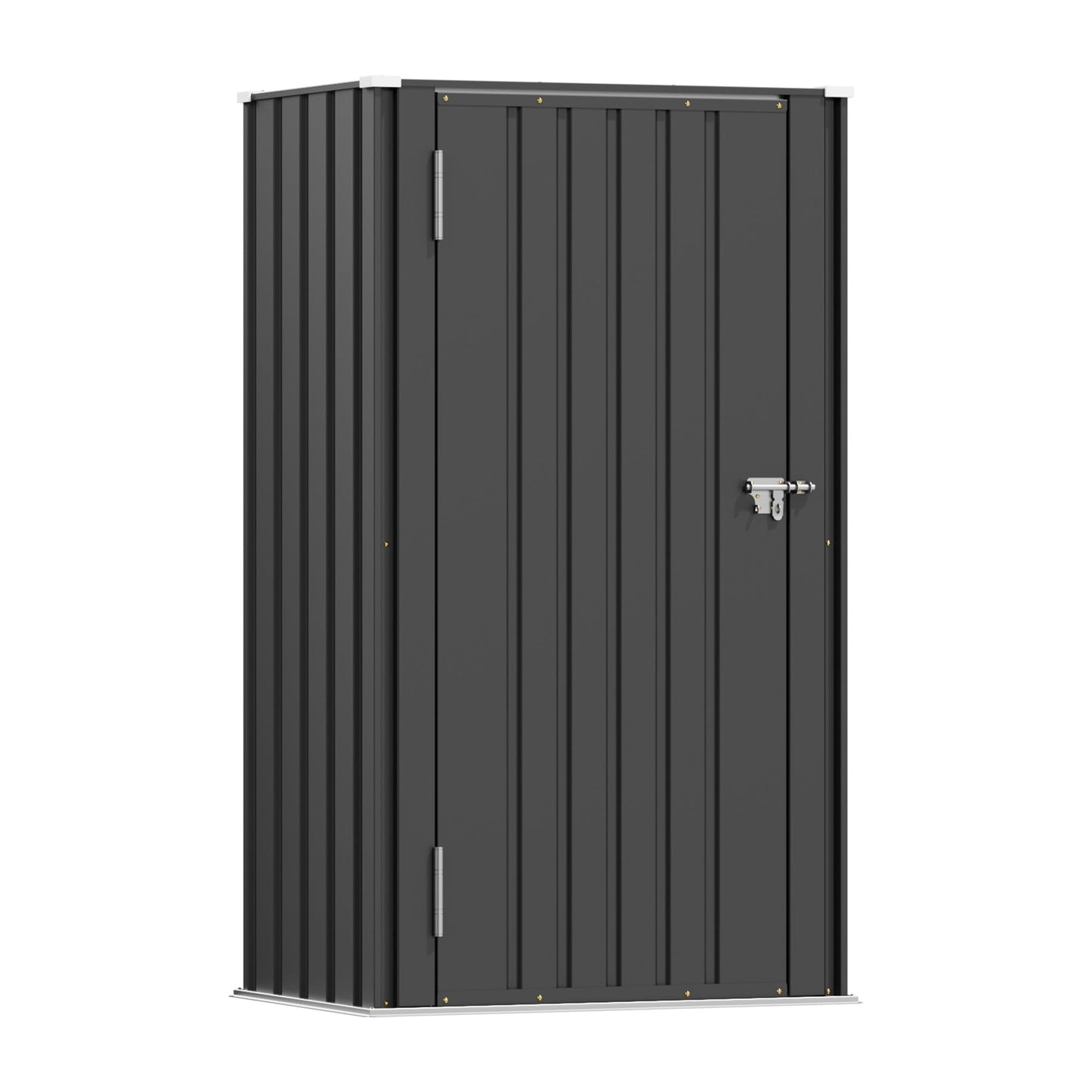 Patiowell 22 Cuft Outdoor Storage Cabinet, Metal Storage Shed with Lockable Door, Indoor Outdoor Vertical Waterproof Tool Shed Without Adjustable Shelves for Patio Garden Backyard, Black