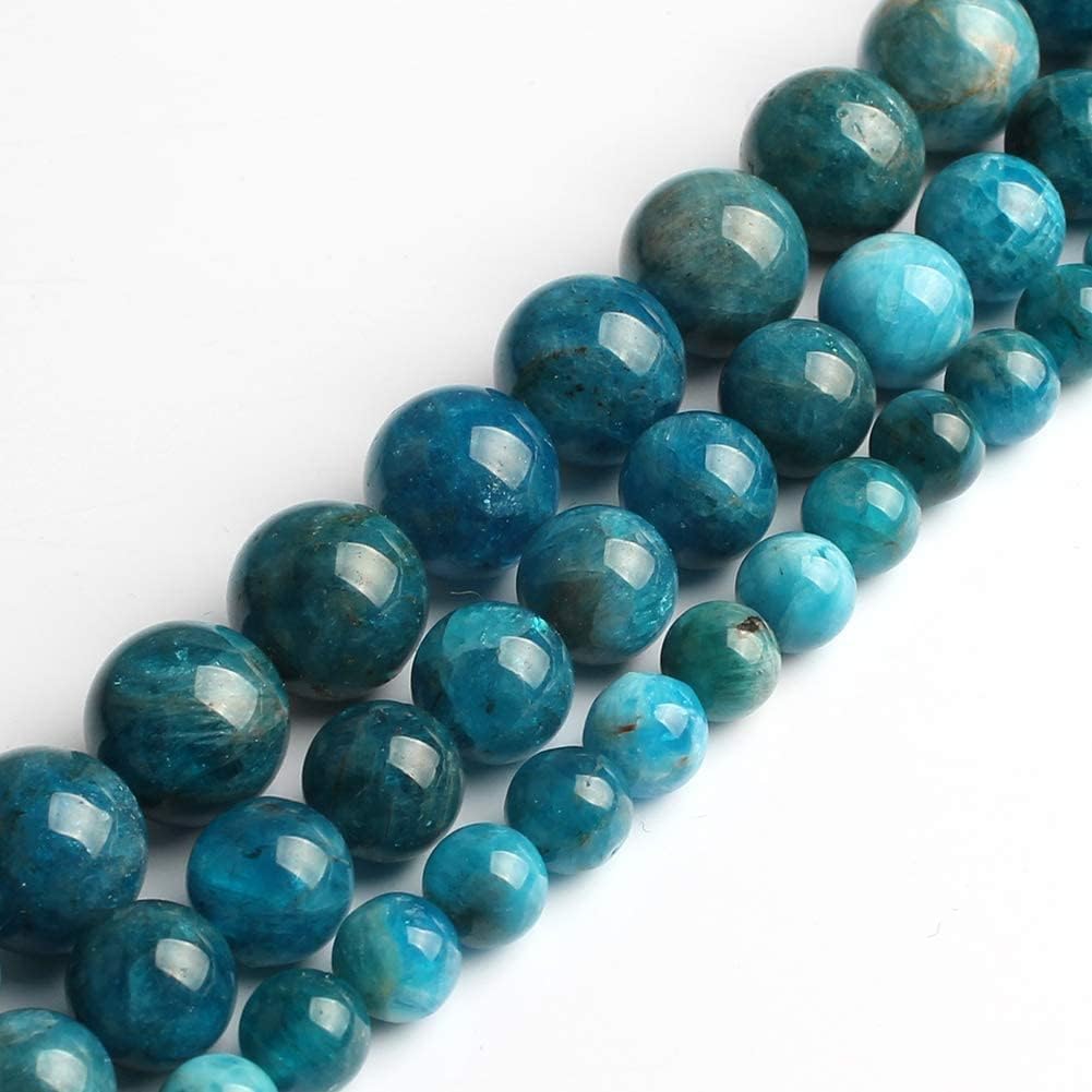 Yochus 60pcs Blue Apatite Stone Beads,6mm Healing Power Natural Stone Round Loose Beads for Jewelry Making Earring Necklace DIY Crafts