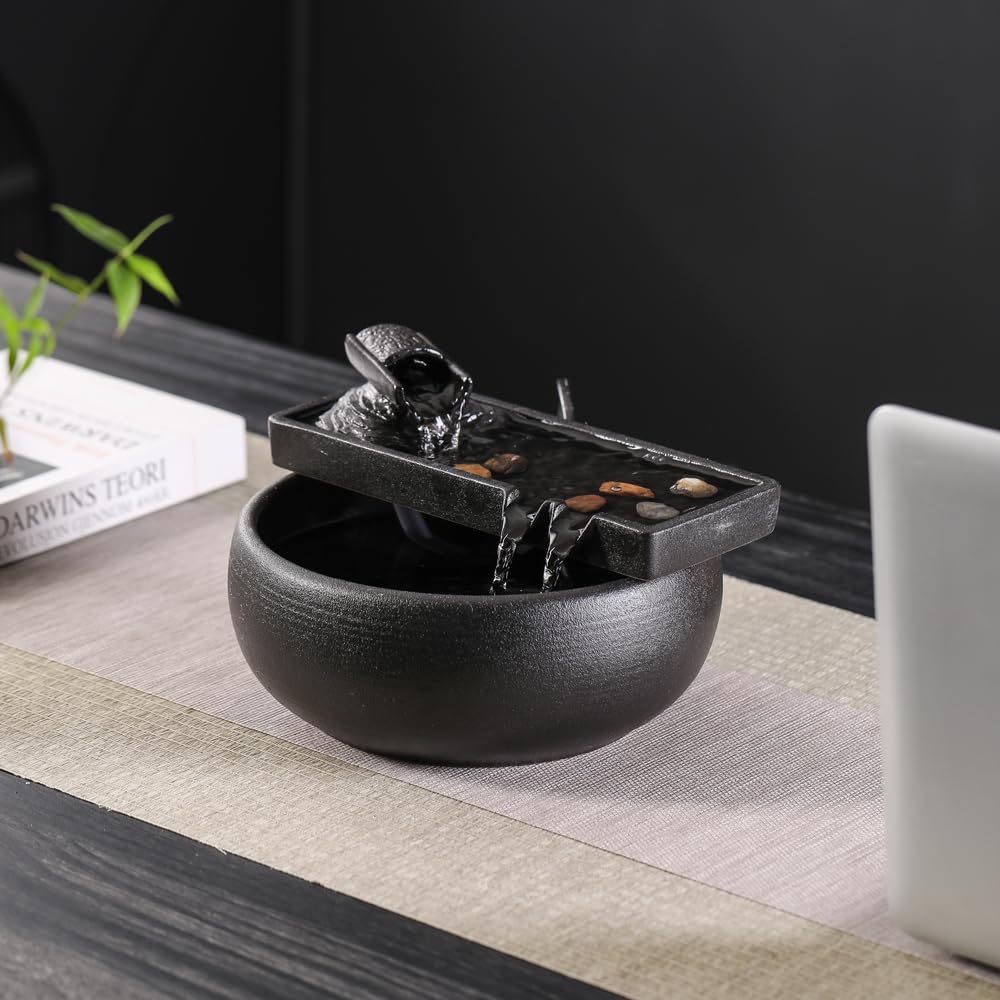 Ceramic Tabletop Fountain for Indoor and Outdoor Table Desk Office Patio (Ceramic Fountain)