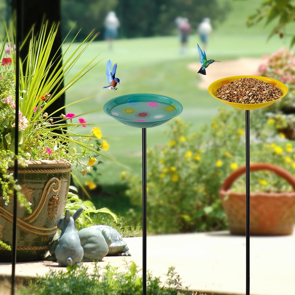 VEWOGARDEN 4 Pack Bird Bath for Outside Small Metal Bird Bath with Stake Outdoor Birdbath Set for Garden, Patio, Lawn Decor