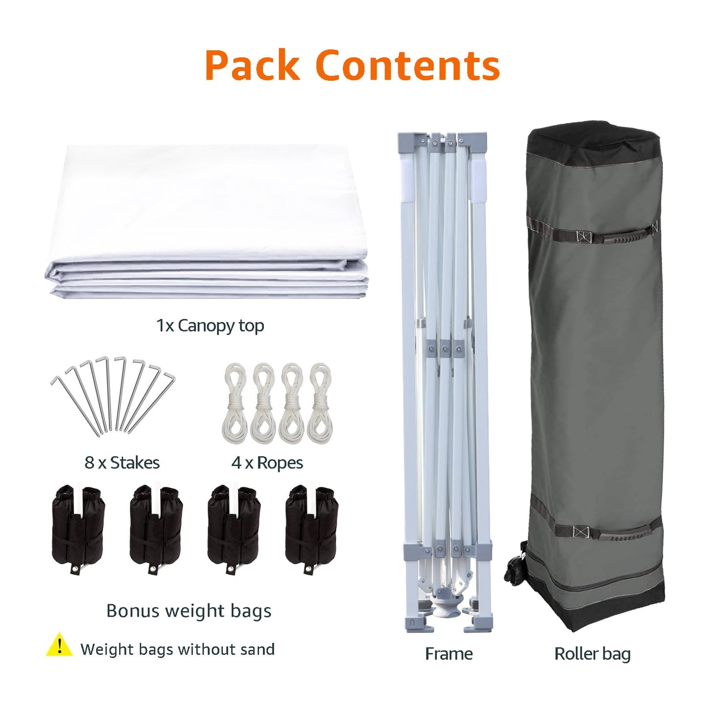 Amazon Basics Outdoor Pop Up 10 x 10 Canopy Tent for Events, Portable with Instant Easy Setup, One-Push, Includes Wheeled Carry Bag, 8 Stakes, 4 Ropes, 4 Weighted Bags, White