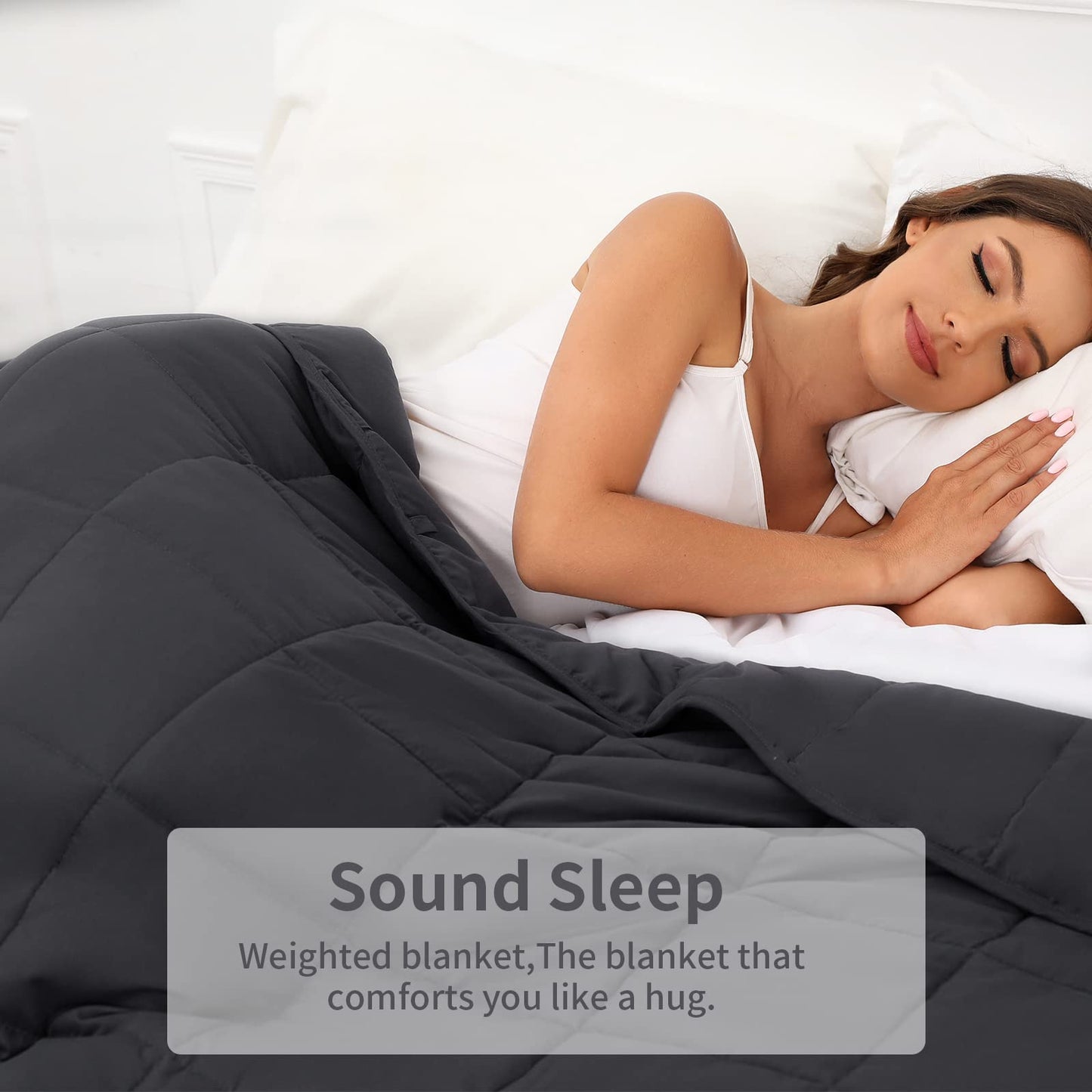 PRETTY NIGHT Weighted Blanket 20lbs Queen Size Dark Grey 60"x80" Weighted Blankets for Adults Heavy Blanket are Comfortable and Cozy