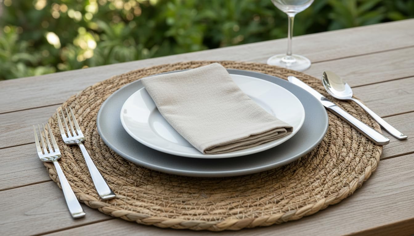 Woven Placemats Set of 6 - Round Rattan Placemats 13" - Place Mats for Dining Tables - Farmhouse Decor - Handwoven Eco-Friendly Cattail - Individuales para Mesa de Comedor