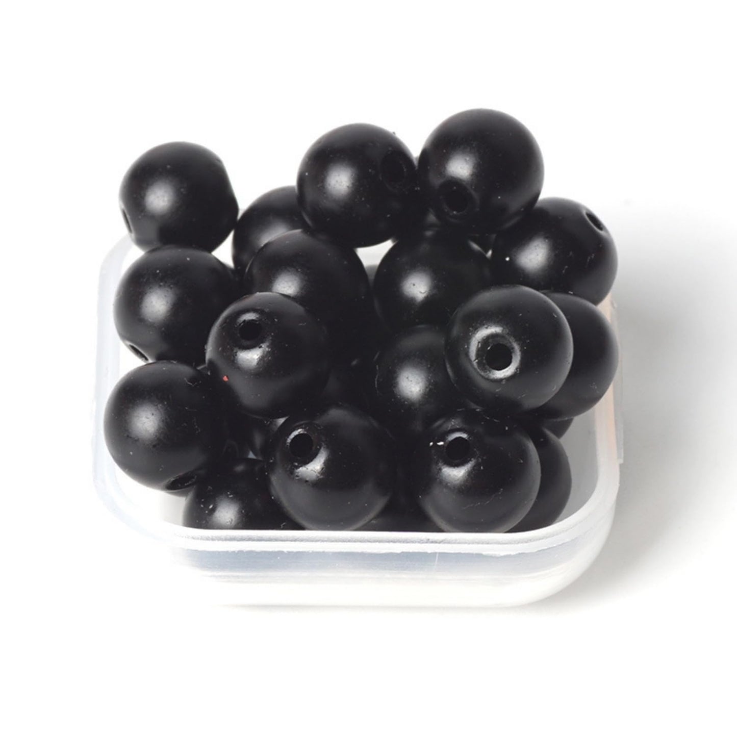 100Pcs Natural Stone 6mm Glass Black Matte Beads Round Loose Gemstone Energy Healing Beads Hole Size 1mm DIY Smooth Beads Jewelry Making