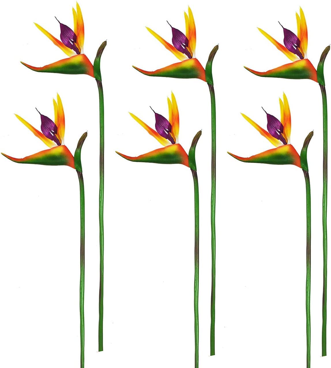 Beebel Artificial Flowers Bird of Paradise Greenery Plants Indoor Outside Garland Home Garden Office Verandah Wedding Decorations 6pcs (Yellow, 6 Pack)