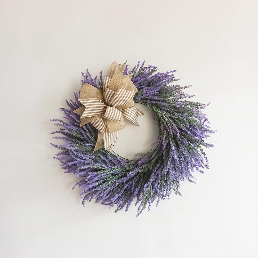 VOZLAC Spring Wreath Bow,Vintage Beige Stripe Farmhouse Lantern Bow, Rustic Door Hanger Bow, Wreath Embellishment, Everyday Wreath Bow, Farmhouse Wreath Bow