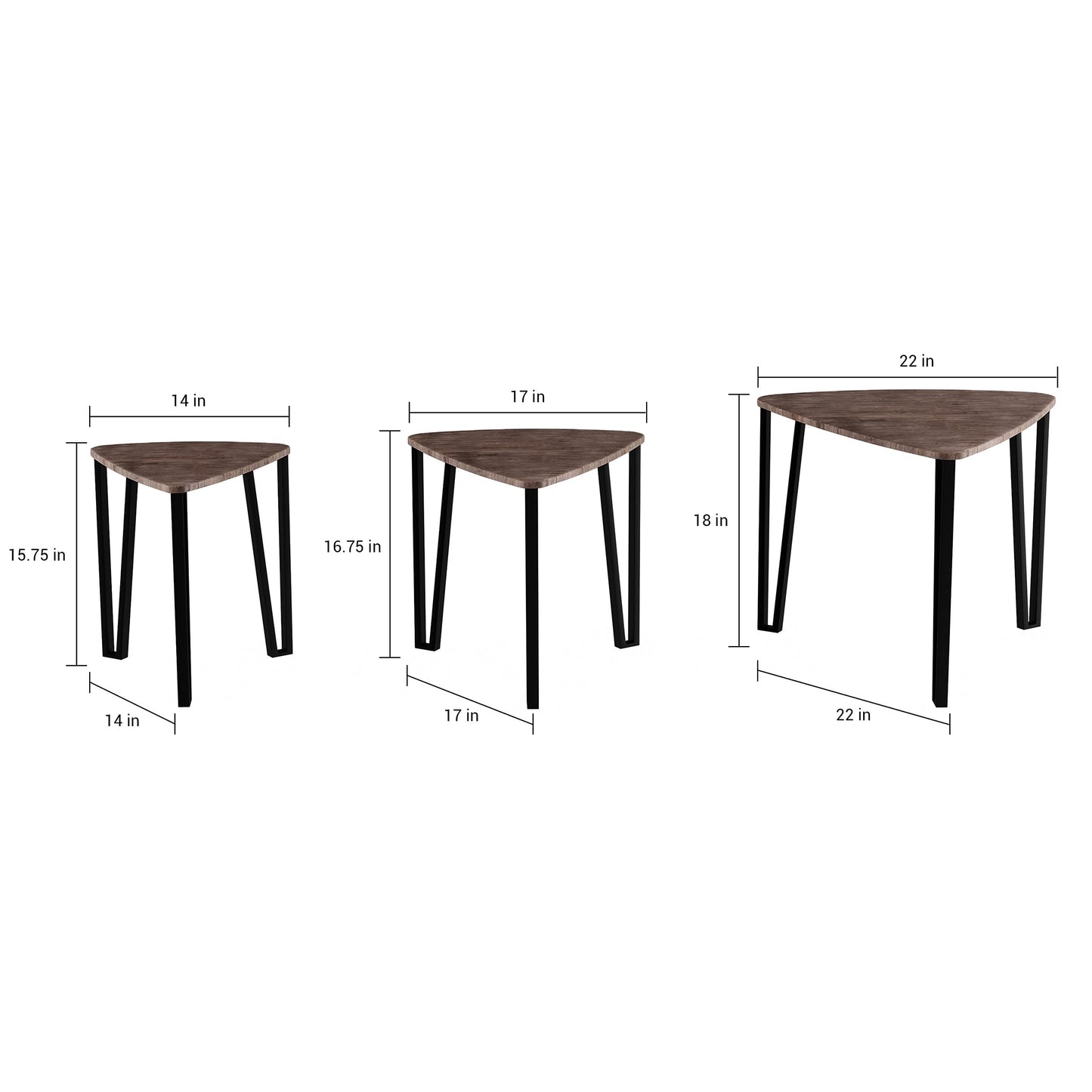 LAVISH HOME Nesting Set of 3, Modern Woodgrain Look for Living Room Coffee Tables or Nightstands-Contemporary Accent Decor Furniture