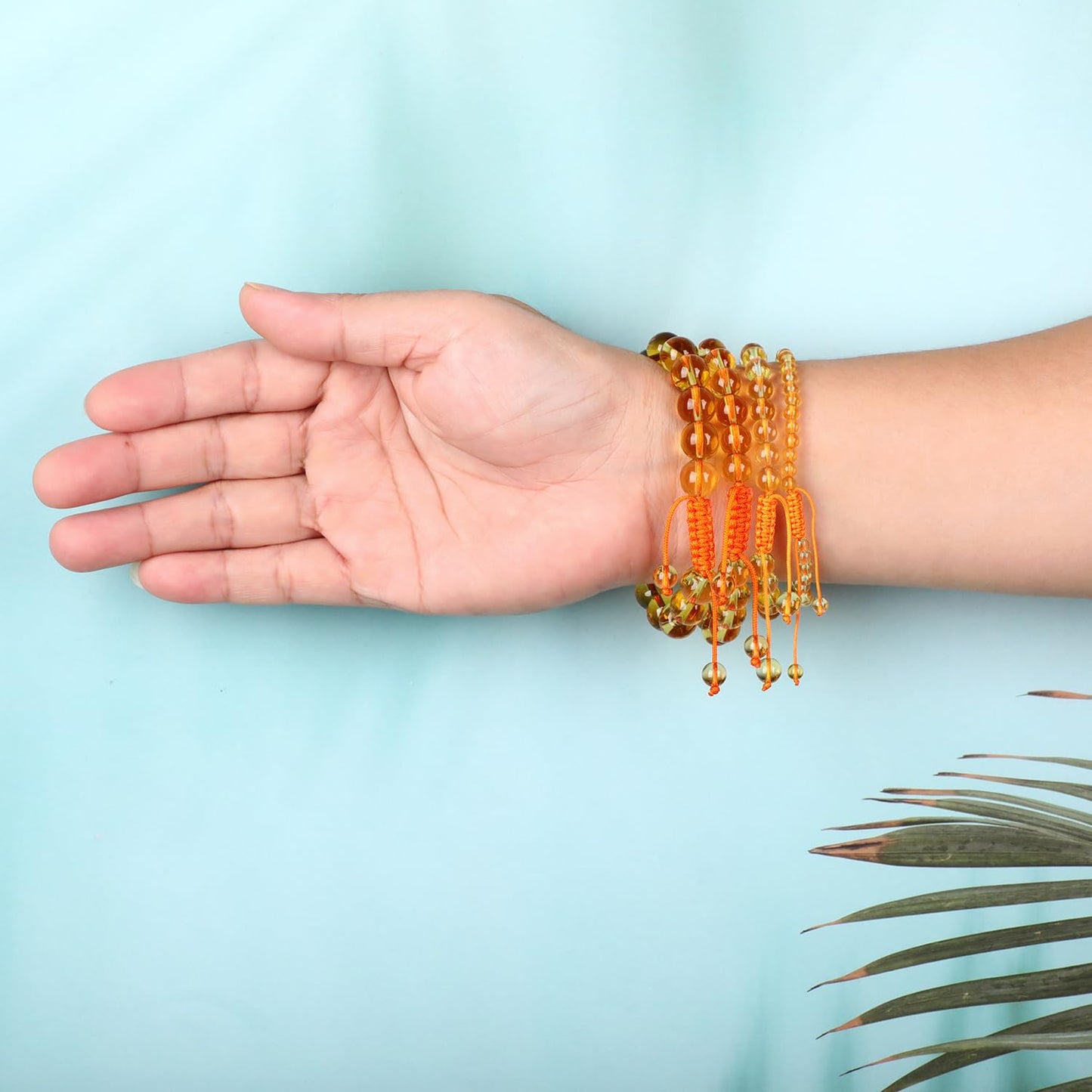 AD Beads 8mm Citrine Bracelet - Stone of Joy and abundance - Handmade Natural Stone Crystal Bracelet with Adjustable Macrame String - Yoga Healing Power Energy Gifts for Men and Women