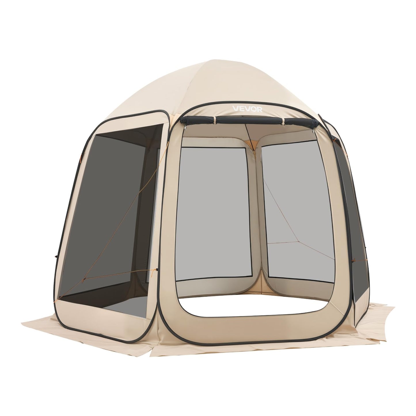 VEVOR Pop up Screen House Tent, 10 x 9.2 ft, 4-8 Person Screen Gazebo, Portable Screened in Canopy with Carry Bag, Netting Sides, Ground Stakes, for Garden, Patio, Backyard, Outdoor Activities, Beige