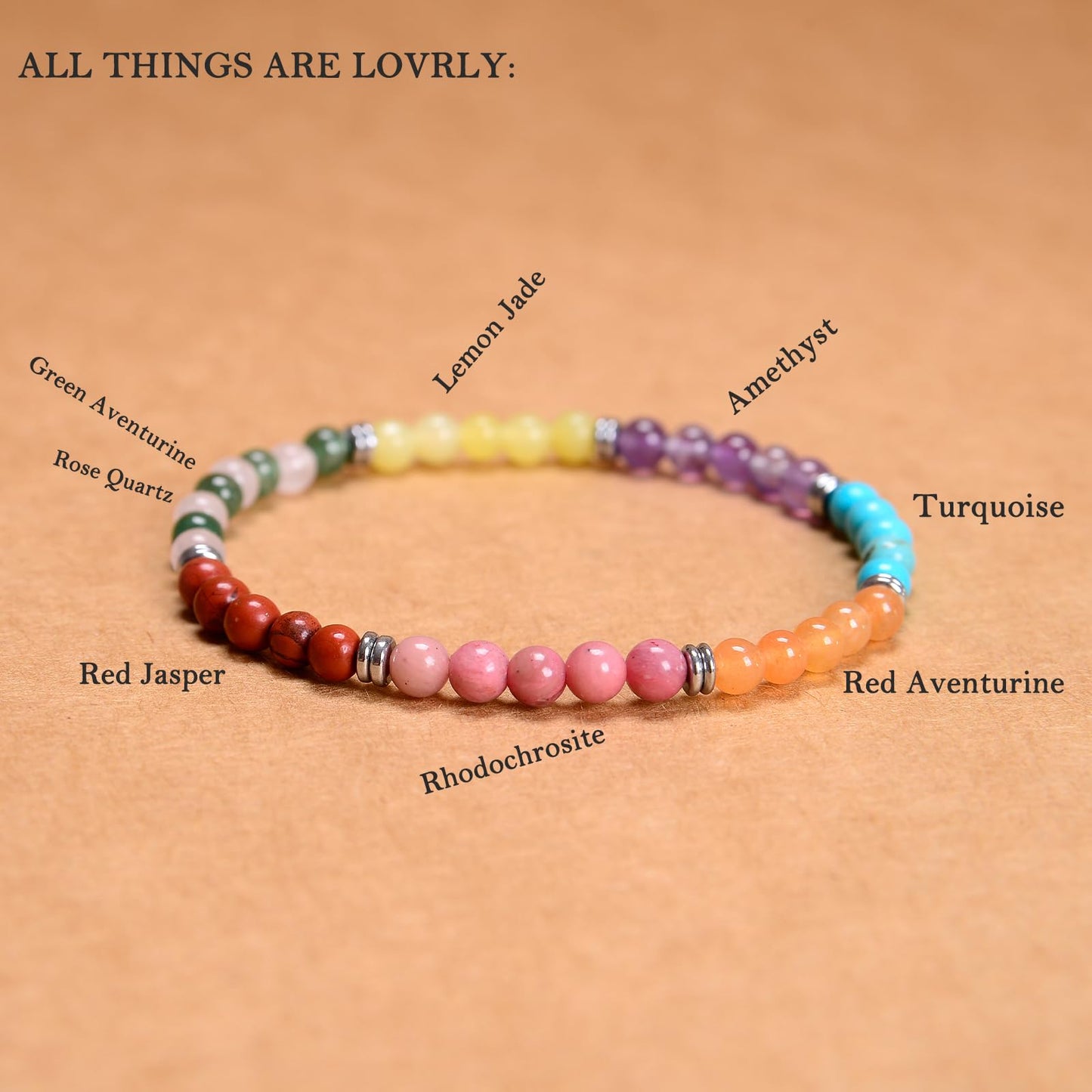 CHCCOYE 4mm Natural Healing Gemstone Bracelet Handmade Yoga Stretch Elastic Bracelet Stress Relief Crystal Jewelry for Men and Women (4mm All things cute)
