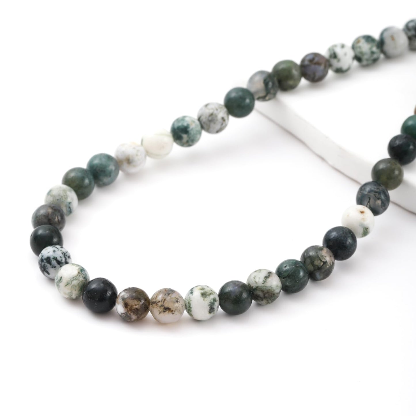 10mm 38pcs DIY Natural Tree Agate Stone Beads Round Healing Crystal Gemstone Loose Beads for Jewelry Making Handmade Bracelet Necklace