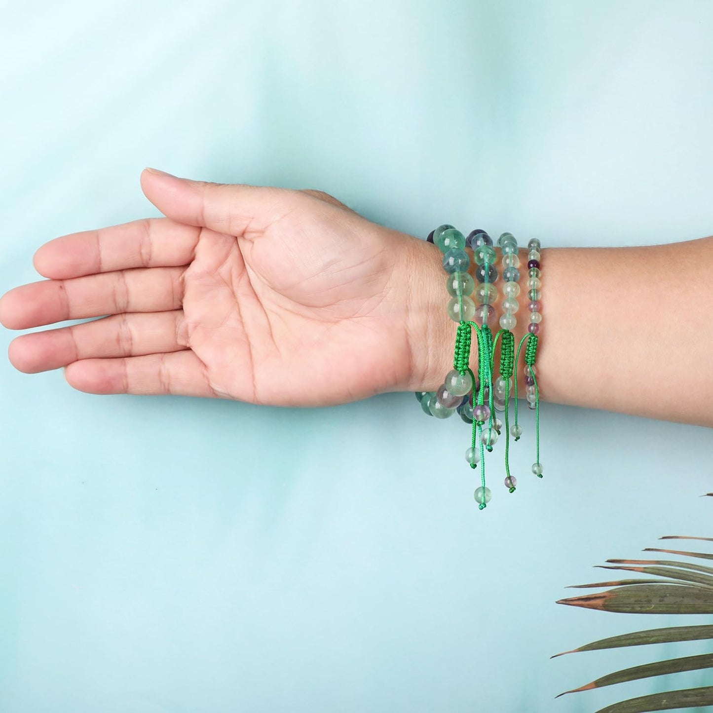 8mm Fluorite Bracelet - Stone of is the source of Wisdom and Creativity - Handmade Natural Stone Crystal Bracelet with Adjustable Macrame String - Yoga Healing Power Energy Gifts for Men and Women