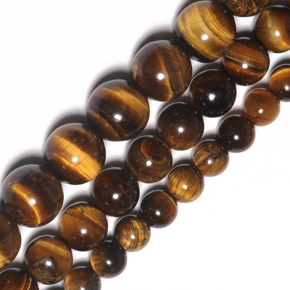Yochus 45pcs Yellow Tiger Eye Beads,8mm Healing Power Natural Stone Round Loose Beads for Jewelry Making Earring Necklace DIY Crafts