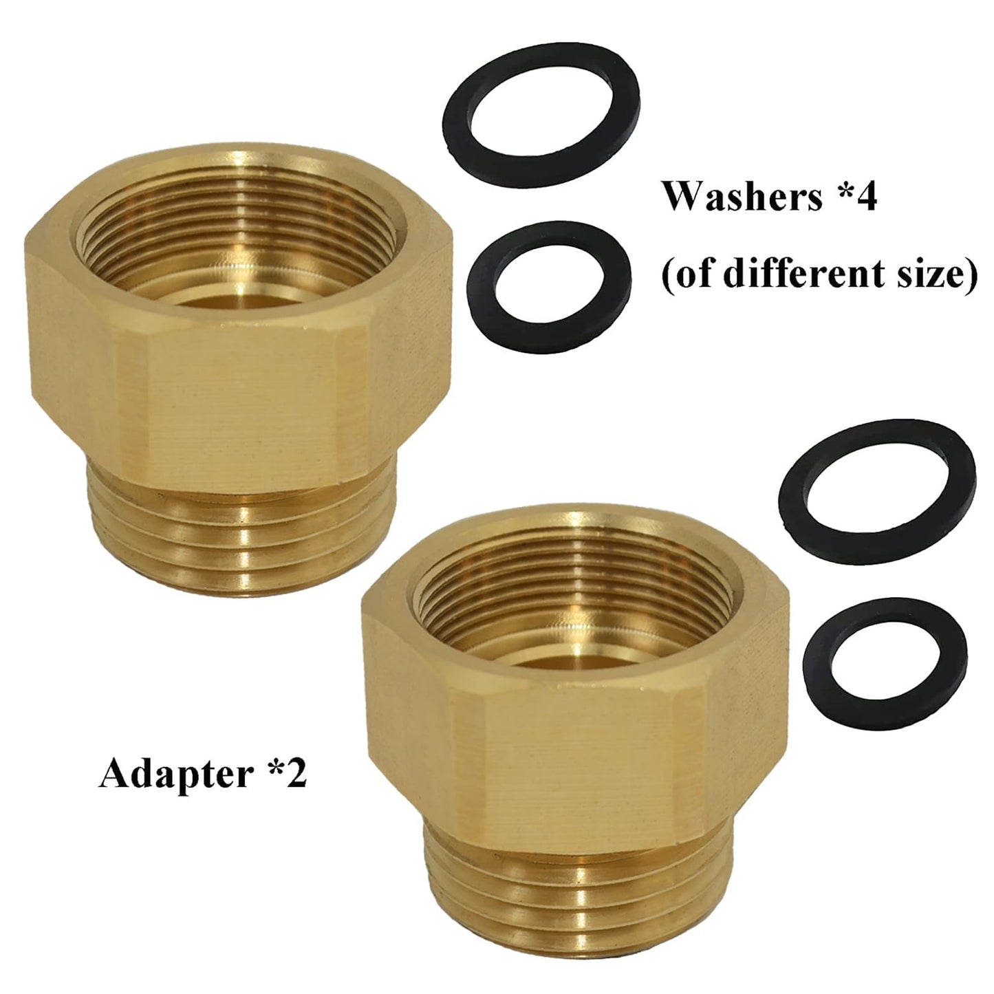 2 Pcs Hose Bib Adapter with Washers 1-1/16" Fine Thread (Female), to 3/4 GHT Male Hoses, 1'' ID, Faucet Fitting
