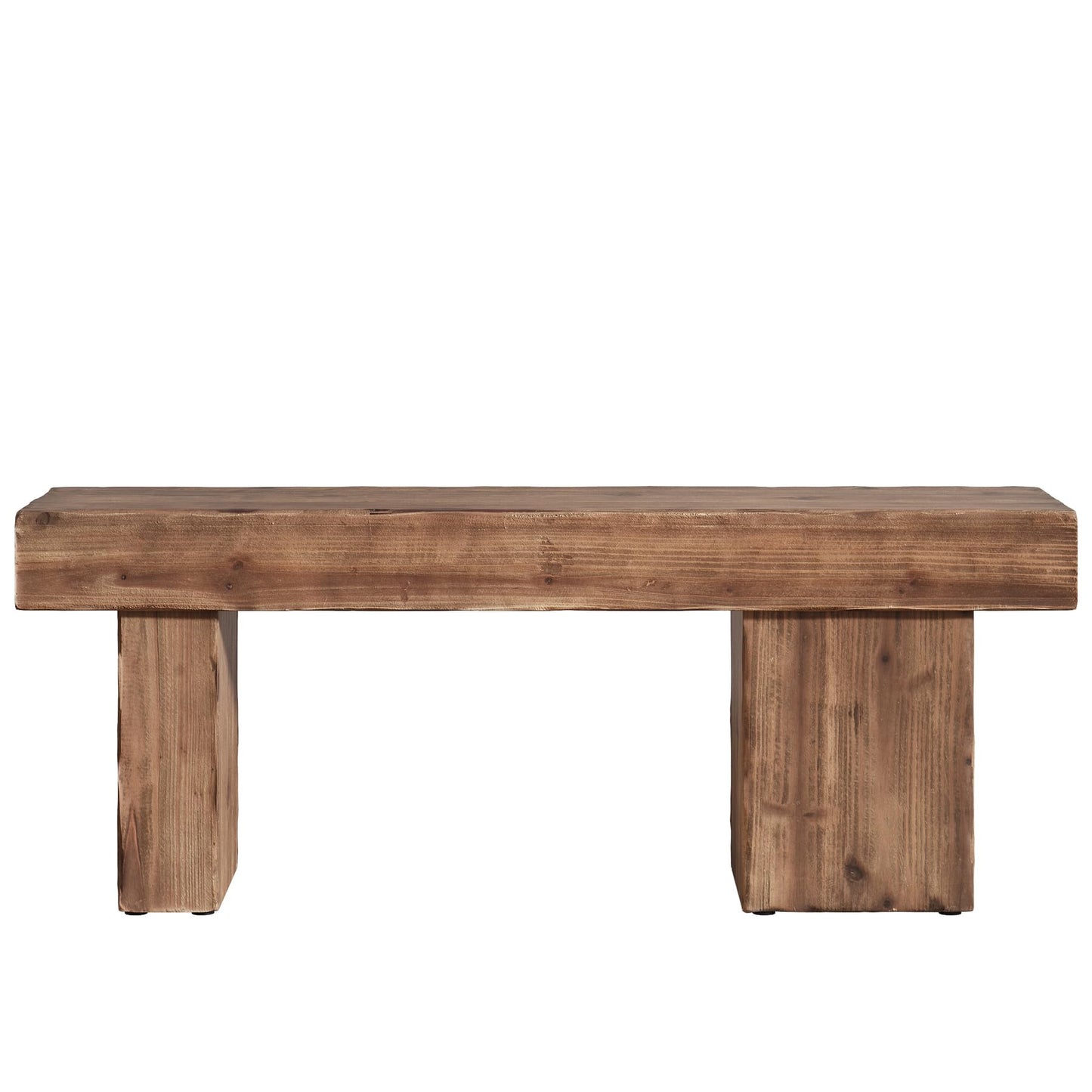 TRIBEWOOD Thickened Solid Wood Bench, 47" Rustic Farmhouse Entryway Bench with Artistic Legs, Heavy Duty Dining Bench for Kitchen, Living Room, Hallway, End of Bed, Natural Wood