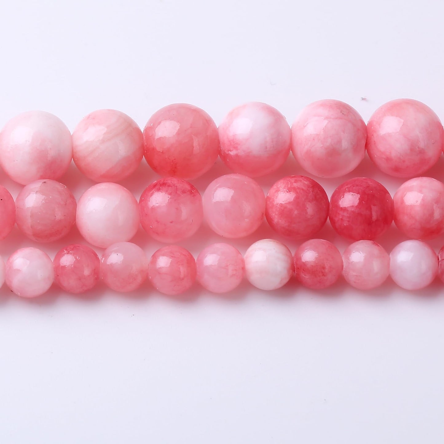 10MM White Pink Persian Jade Round Loose Beads Natural Gem Beads Crystal Energy Stone Beads for Jewelry Making DIY Bracelet Necklaces