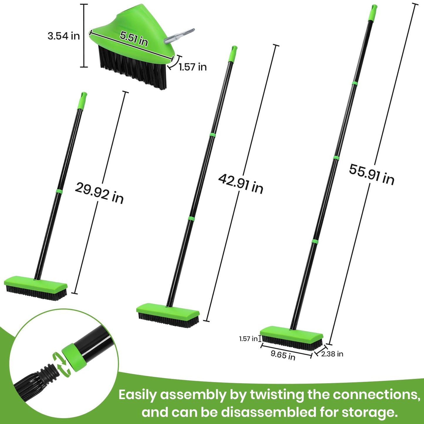 3 in 1 Weeding Wire Metal Brush Tools, Concrete Scrub Deck Brush with Long Handle for Moss, Tough Stains on Paving, Garden, Patio, Pool