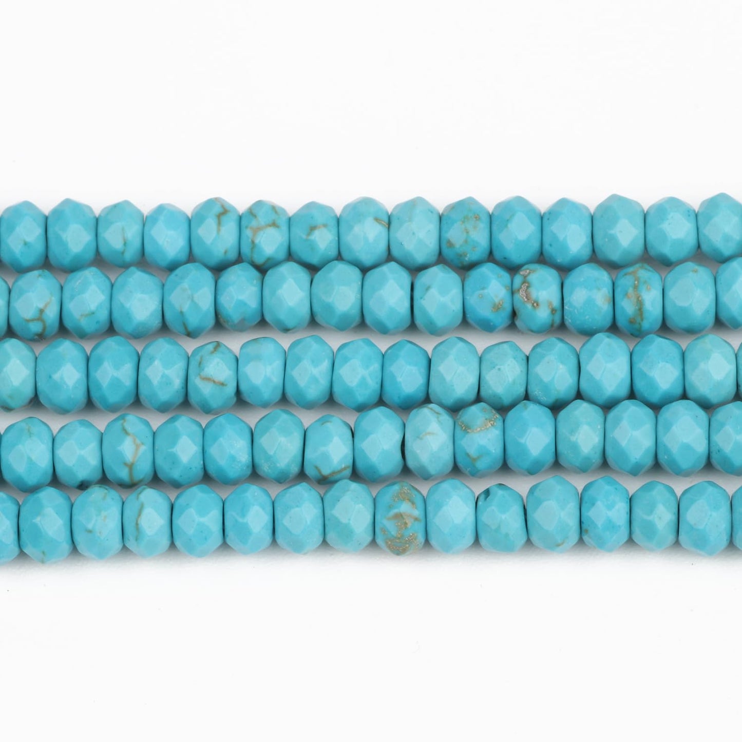 2 String 220PCS 3x5mm Natural Turquoise Stone Beads for Jewelry Making, Songxi Facted Loose Gemstone Beads for DIY Bracelet Necklace Making Supplies with Energy Healing Chakra Power