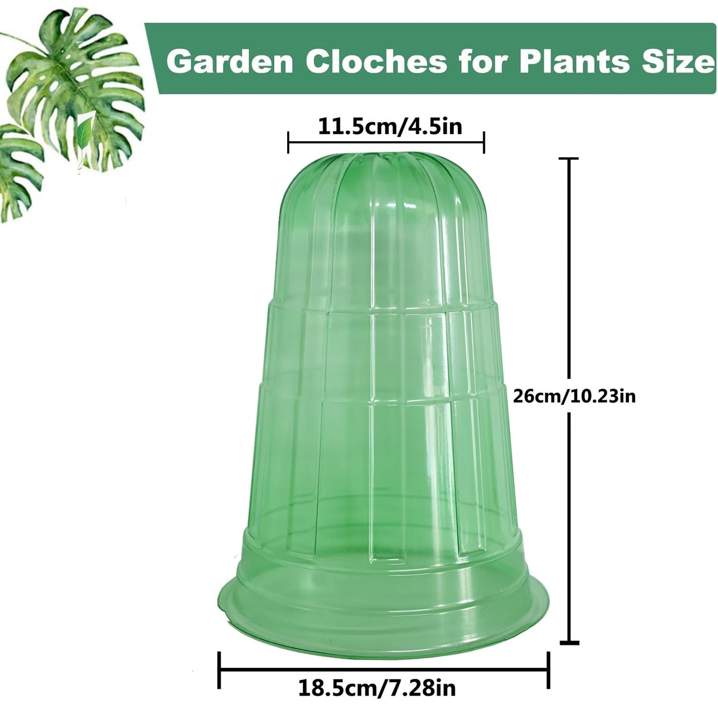 Fshow Upgraded Garden Cloches for Plants, Reusable Bell Plant Protector, Garden Protection from Animals Snails Birds Chickens Insect, Compatible with Slug Collar (Green 10 Pack)
