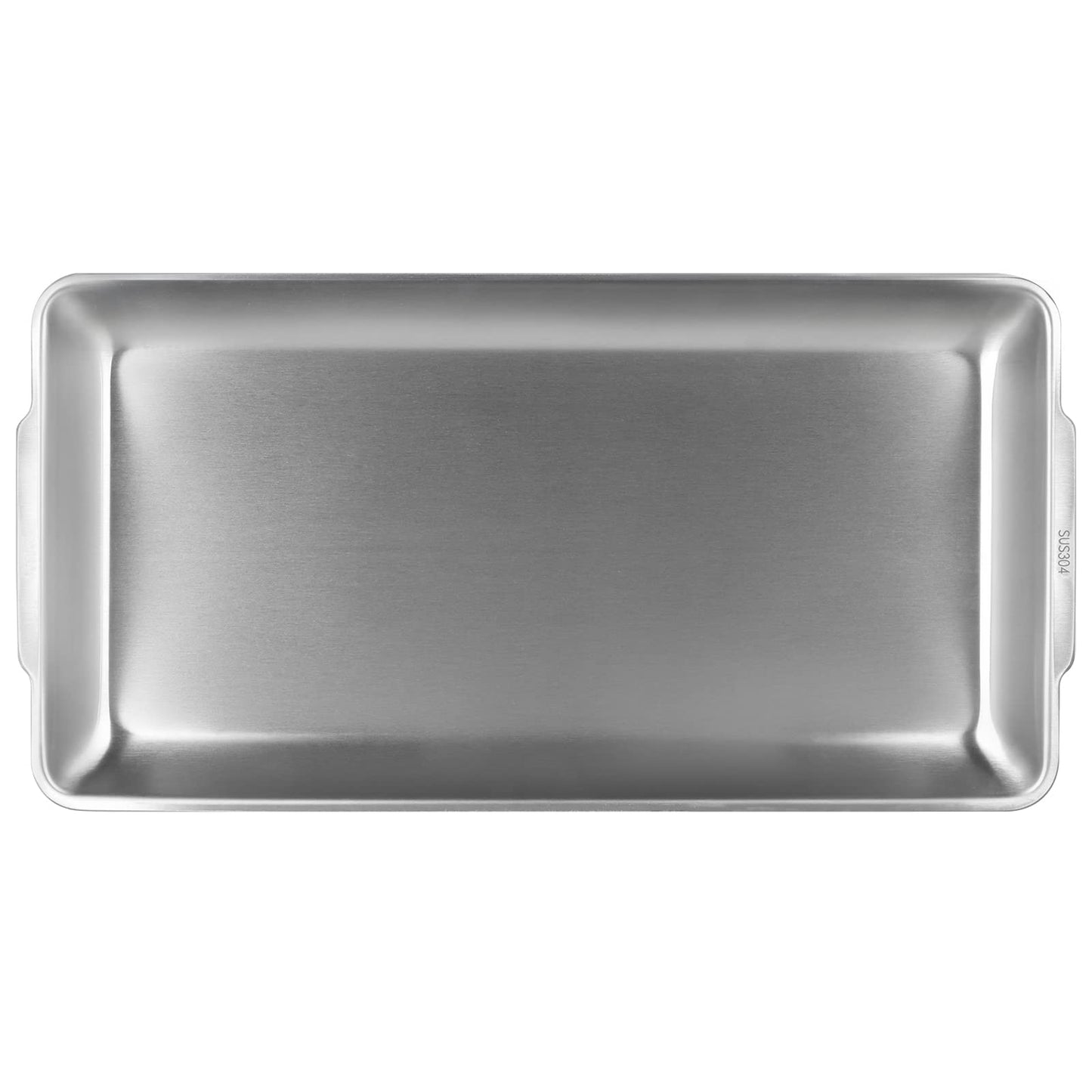 Sanbege 3 Pcs 304 Stainless Steel Serving Platters, 12.6" Rectangle Dinner Plates, Brushed Nickel Organizer Tray for Camping, BBQ, Party, Buffet, Appetizer or Decorations