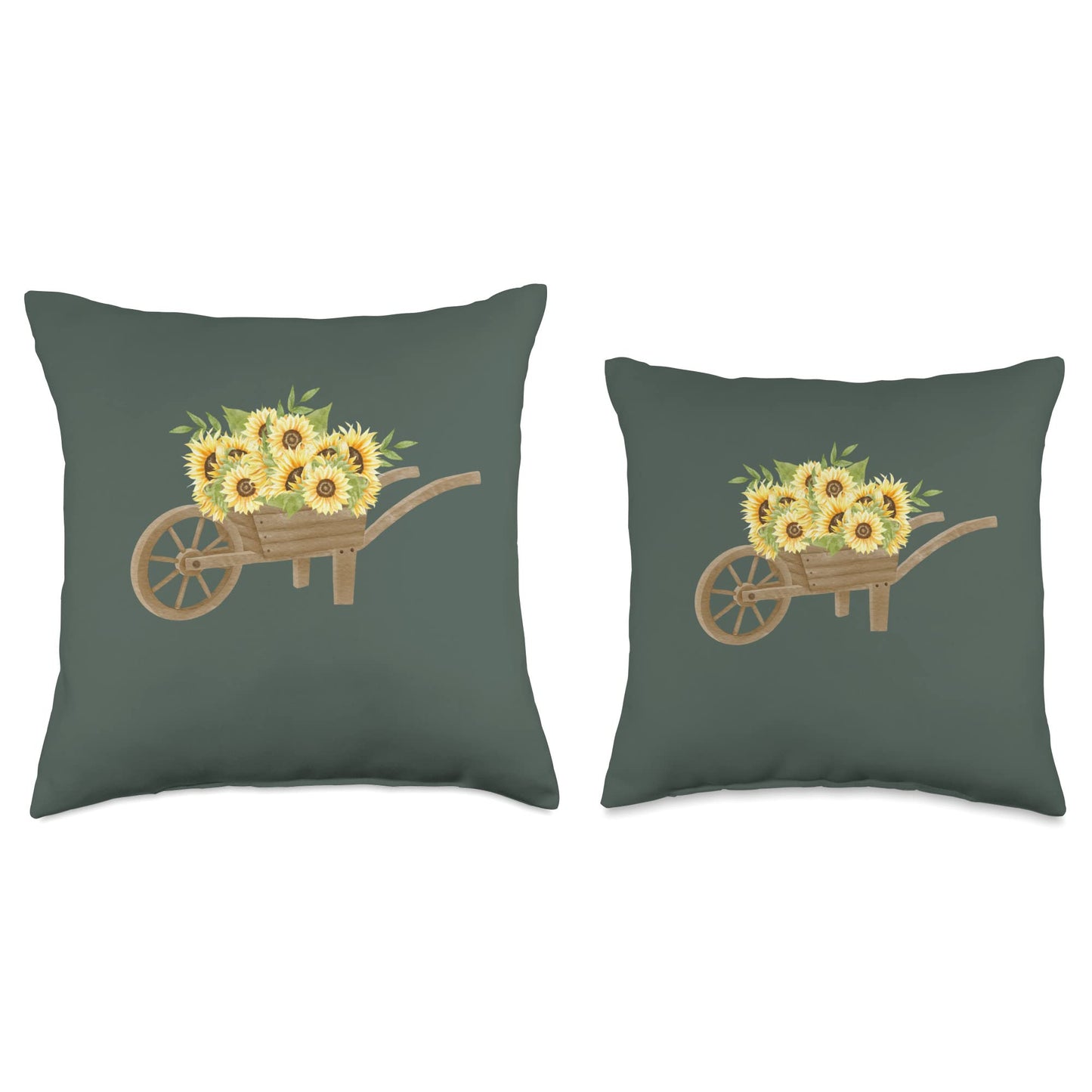 Fall Sunflowers in wheelbarrow Women's Throw Pillow