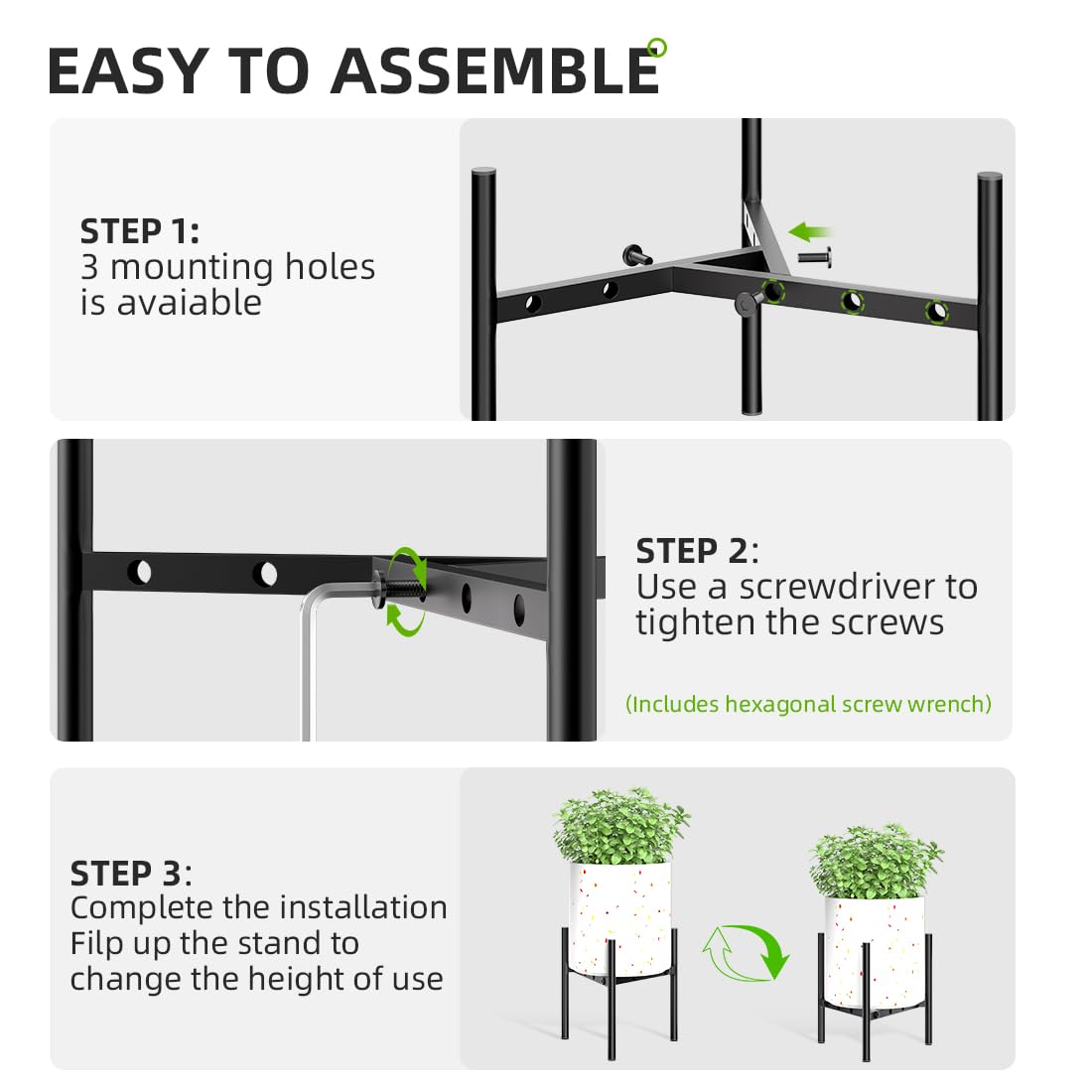 Gaoymsym Plant Stand Indoor Adjustable Pot Holders, Metal Plant Stand Outdoor, Anti-Rust Black Metal Plant Holder for Outdoor Corner and Indoor clearance ,Fits 8"-12" Pots, 9.5" Height, 1 Pack