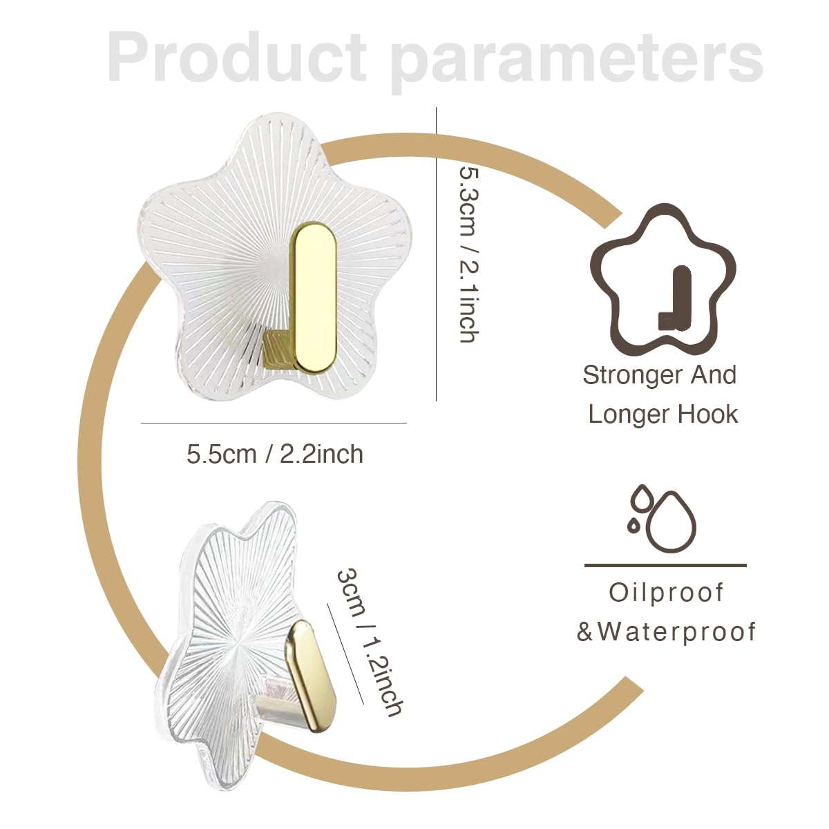 Gerderk 6 Pack Adhesive Utility Hooks, Heavy Duty 12 lbs Robe Towel Hooks Waterproof Adhesive Wall Hooks for Home Bathroom Kitchen Office and Living Room.