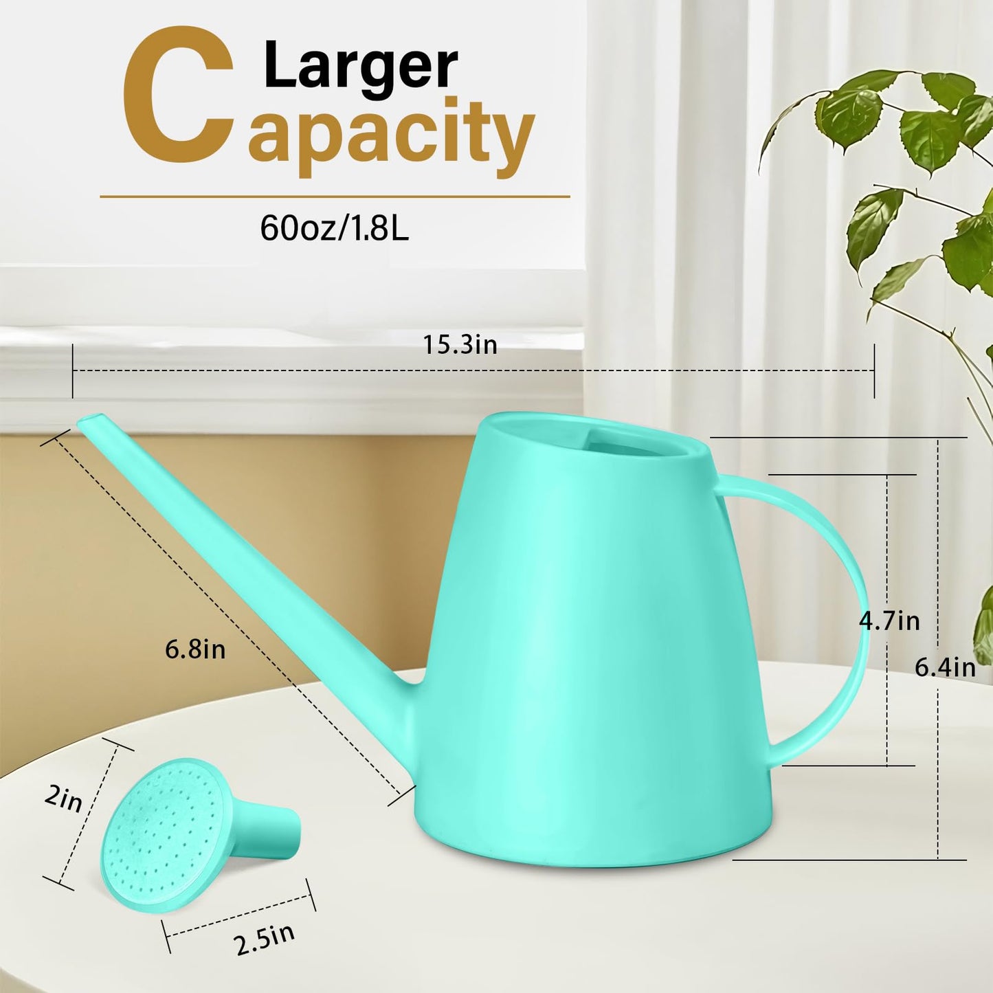 UFANME Plastic Watering Can - 1/2 Gallon - Turquoise