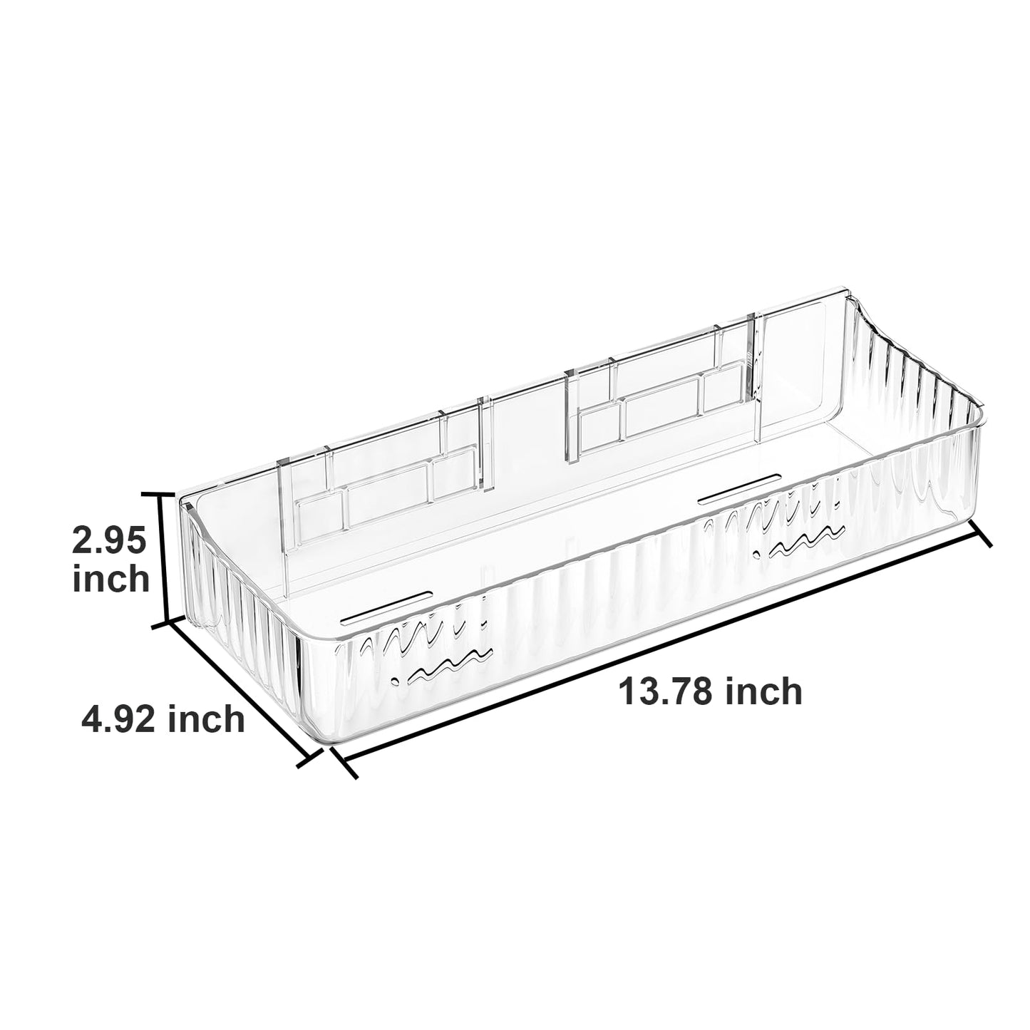 ZEXALOR Wall Mount Organizer for Kicthen, Bathroom, Dresser, Office, Pantry Storage and Organization - Clear Long Wall Basket Storage, Cabinet Door Organizer (13.9×4.7×2.8")