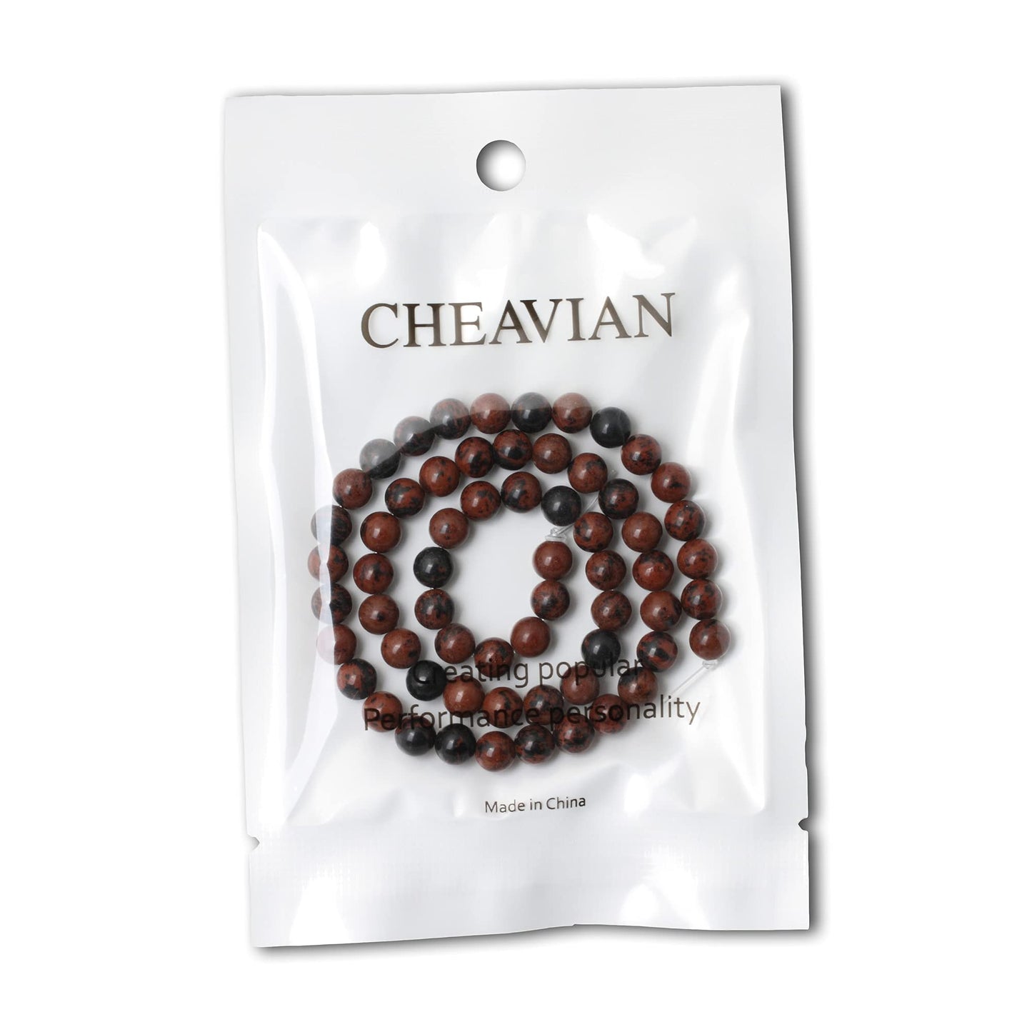 CHEAVIAN 60PCS 6mm Natural Mahogany Obsidian Stone Round Loose Beads for Jewelry Making 1 Strand 15"