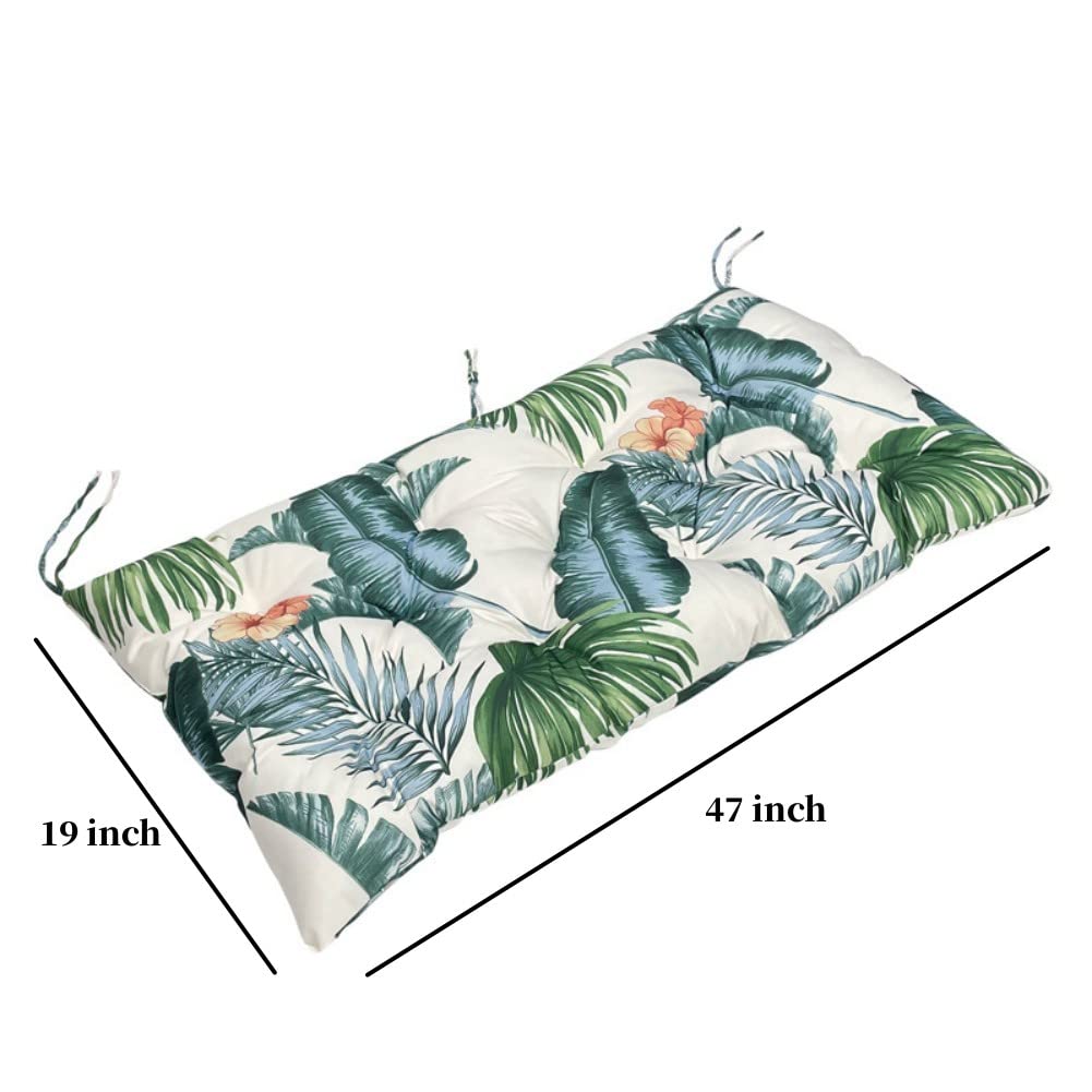 Srutirbo Waterproof Indoor/Outdoor Bench Cushion Garden Non-Slip Swing Chair Cushion, Loveseat Cushion for Patio Furniture Swing Wicker Garden Bench, Indoor Lounger Seat (Hawaiian, 47x19in)
