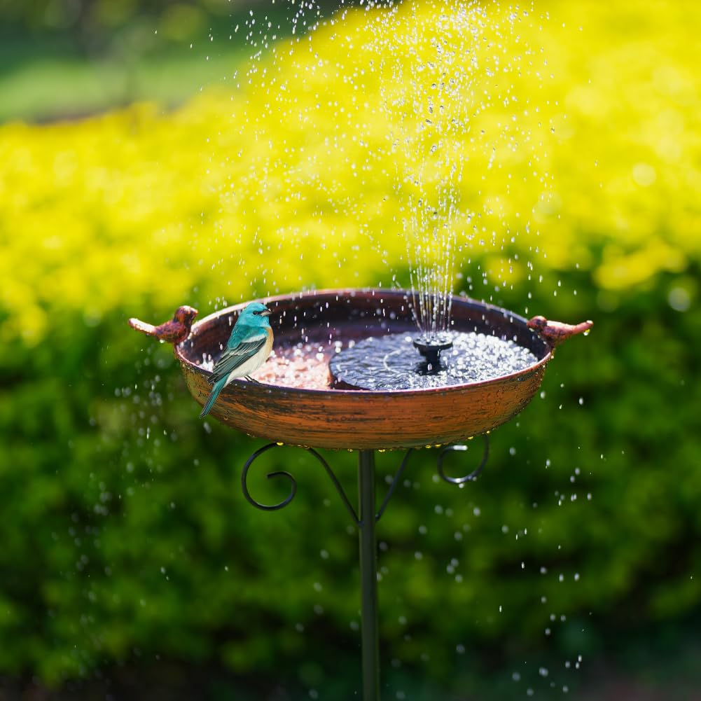DREAMSOUL 38 Inch Tall Bird Bath with Stake, Vintage Copper Bird Bath for Outside Metal Freestanding Birdbath for Garden Yard Patio