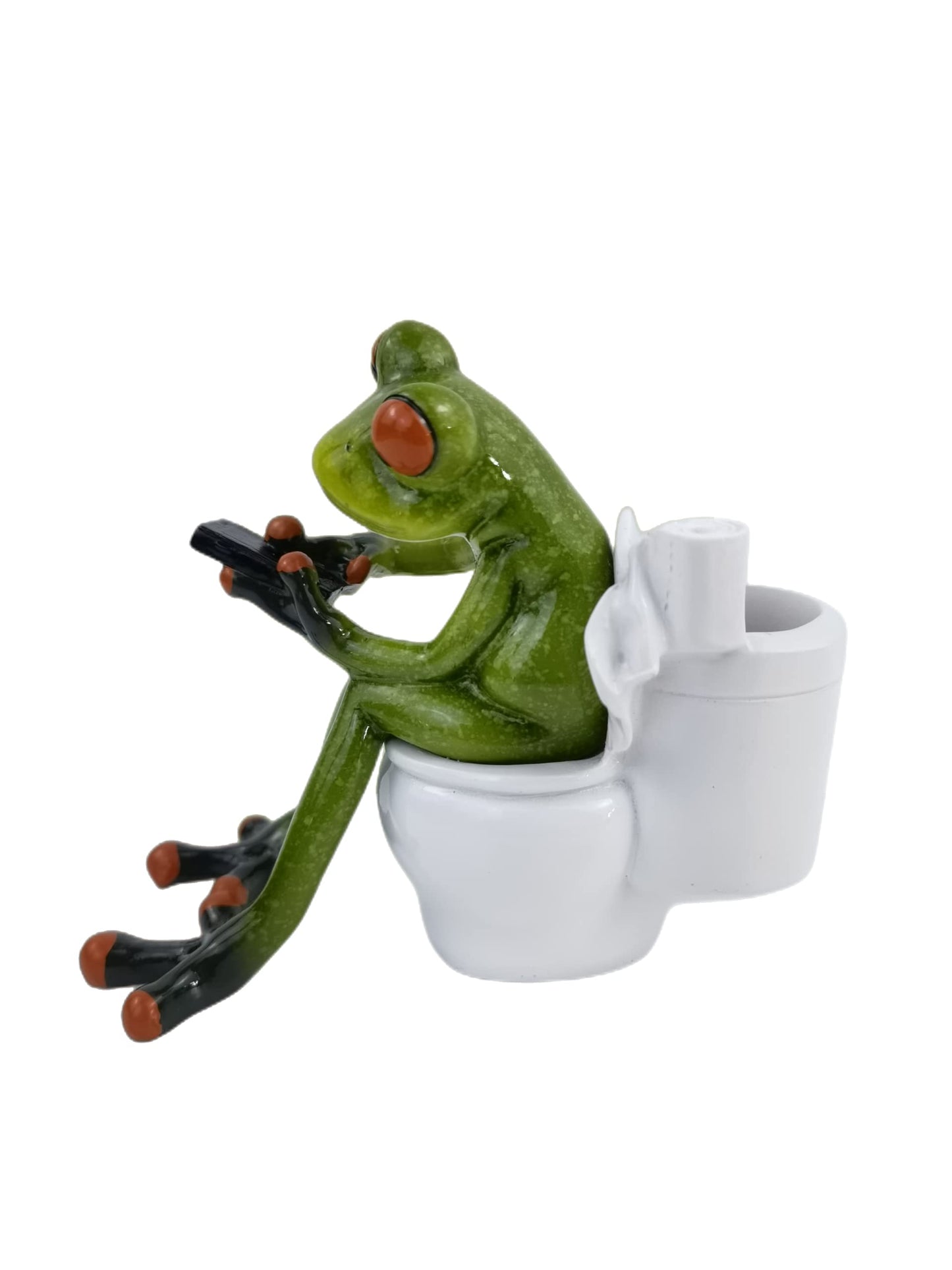 VVGIFTS Frog Figurines Decor Funny Cute Craft Resin Frog Sculpture Statue for Home Office Desk Tabletop Bathroom Decoration, Ornament Gift (Frog Sitting on Toilet)