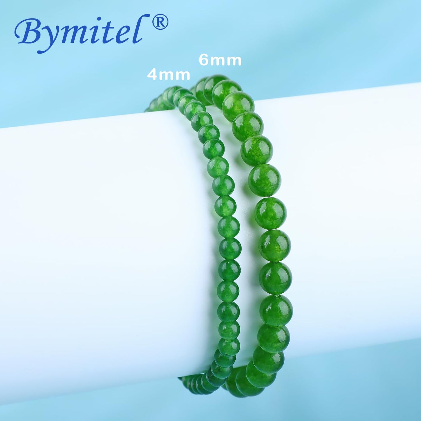 Bymitel 8mm Green Jade - Handmade Reiki Gemstone Stretch Bracelet, Natural Beauty & Spiritual Essence, Crystal Healing for Unisex Adults