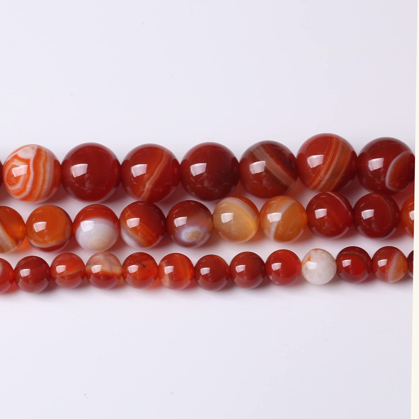 10MM Red Carnelian Stripe Agate Round Loose Beads Natural Gem Beads Crystal Energy Stone Beads for Jewelry Making DIY Bracelet Necklace