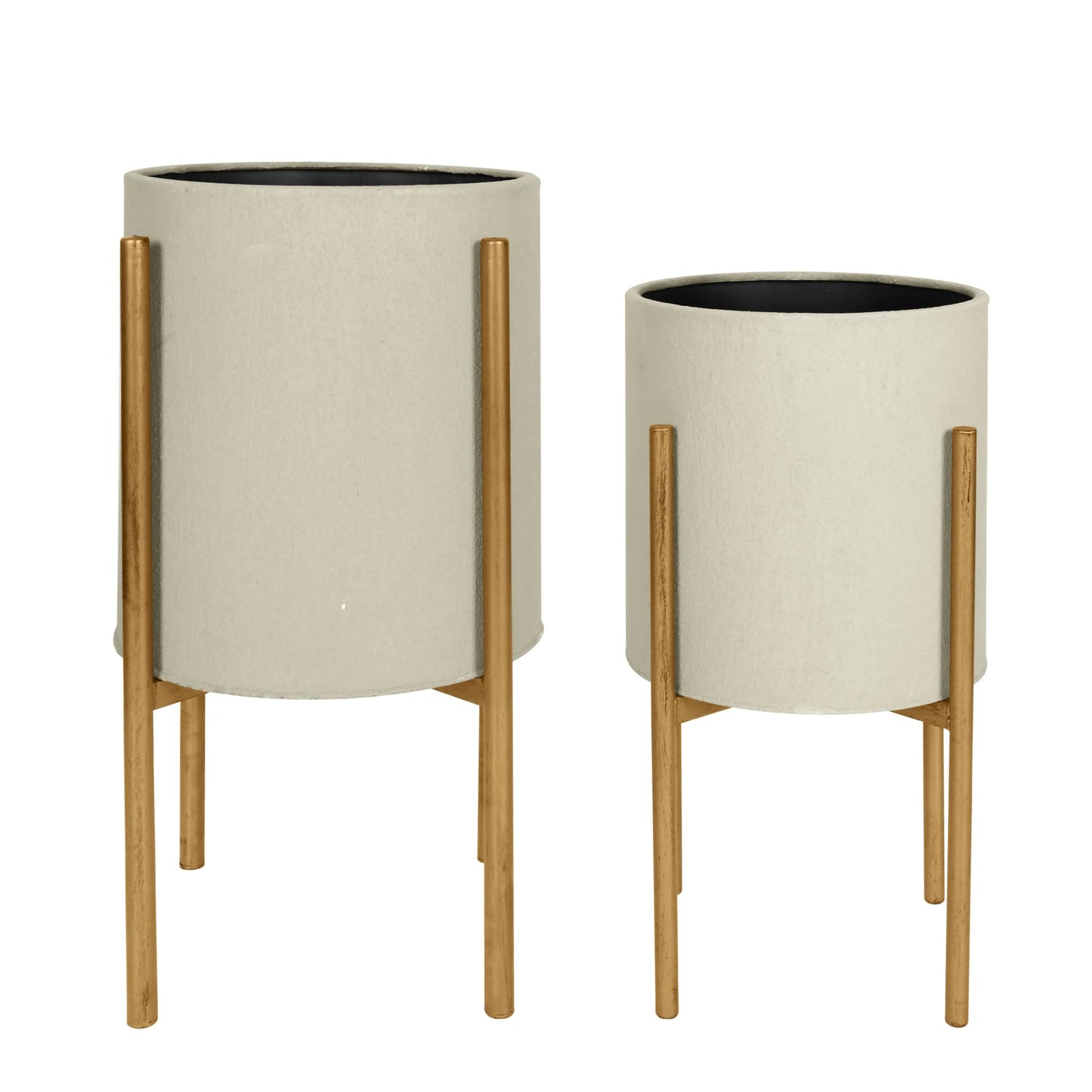 Oakrain Plants Pots with Stand, Set of 2 Planters for Indoor Plants, Modern Decorative Metal Flower Pots for Living Room, Garden, Balcony, 10"&12", Cement Gray Frosted