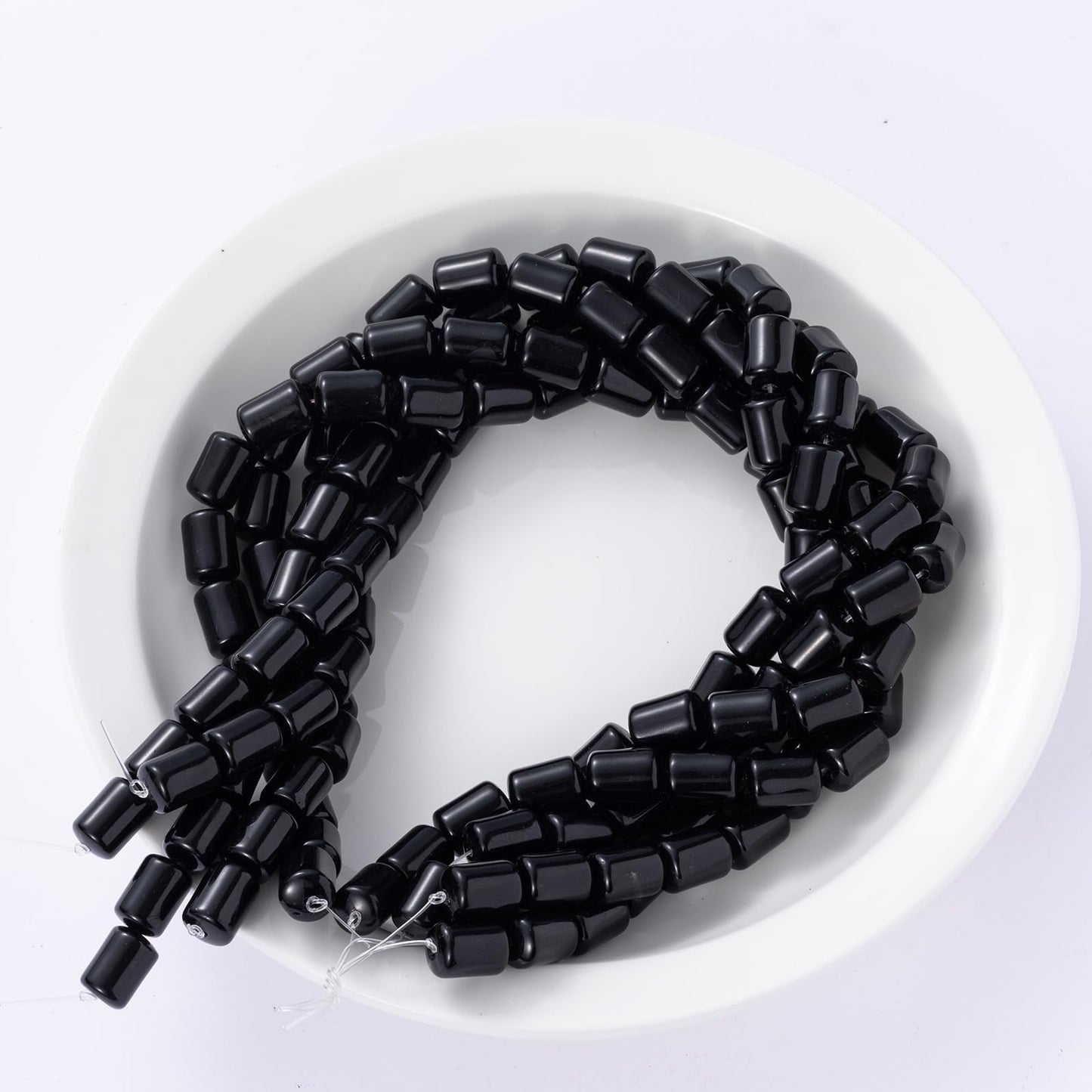 Natural Black Agate Cylinder Tube Beads 10x14mm 38cm/str Loose Semi Gemstone Stone Beads for Making Bracelets Necklace