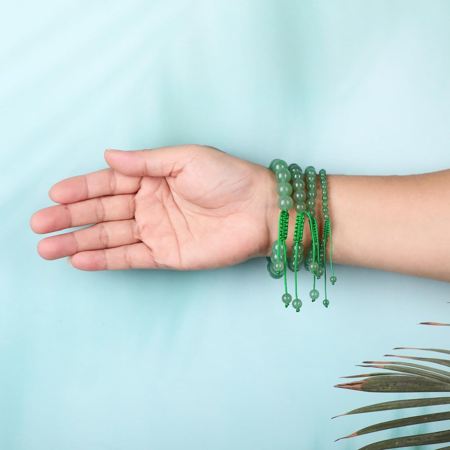 AD Beads 8mm Green Aventurine Bracelet - Stone of Create Opportunity - Handmade Natural Stone Crystal Bracelet with Adjustable Macrame String - Yoga Healing Power Energy Gifts for Men and Women