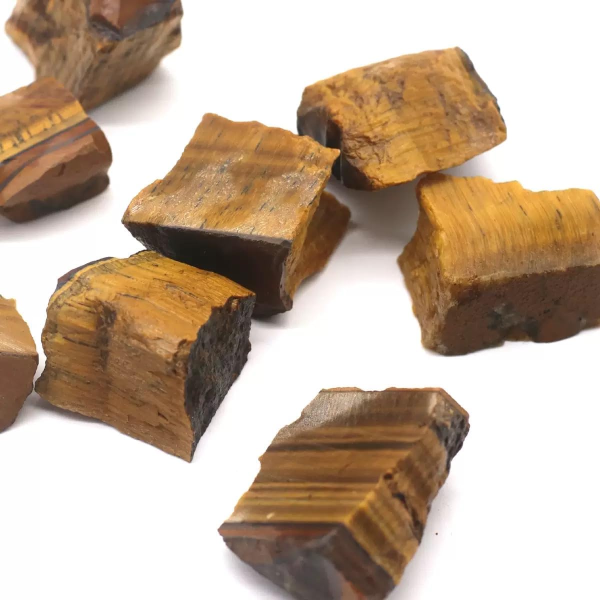 1LB Natural Tiger Eye Stone Raw Healing Crystals, Energy Stones for Meditation, Reiki, Chakra Balancing, Home Décor and Spiritual Gifts (30-50mm)