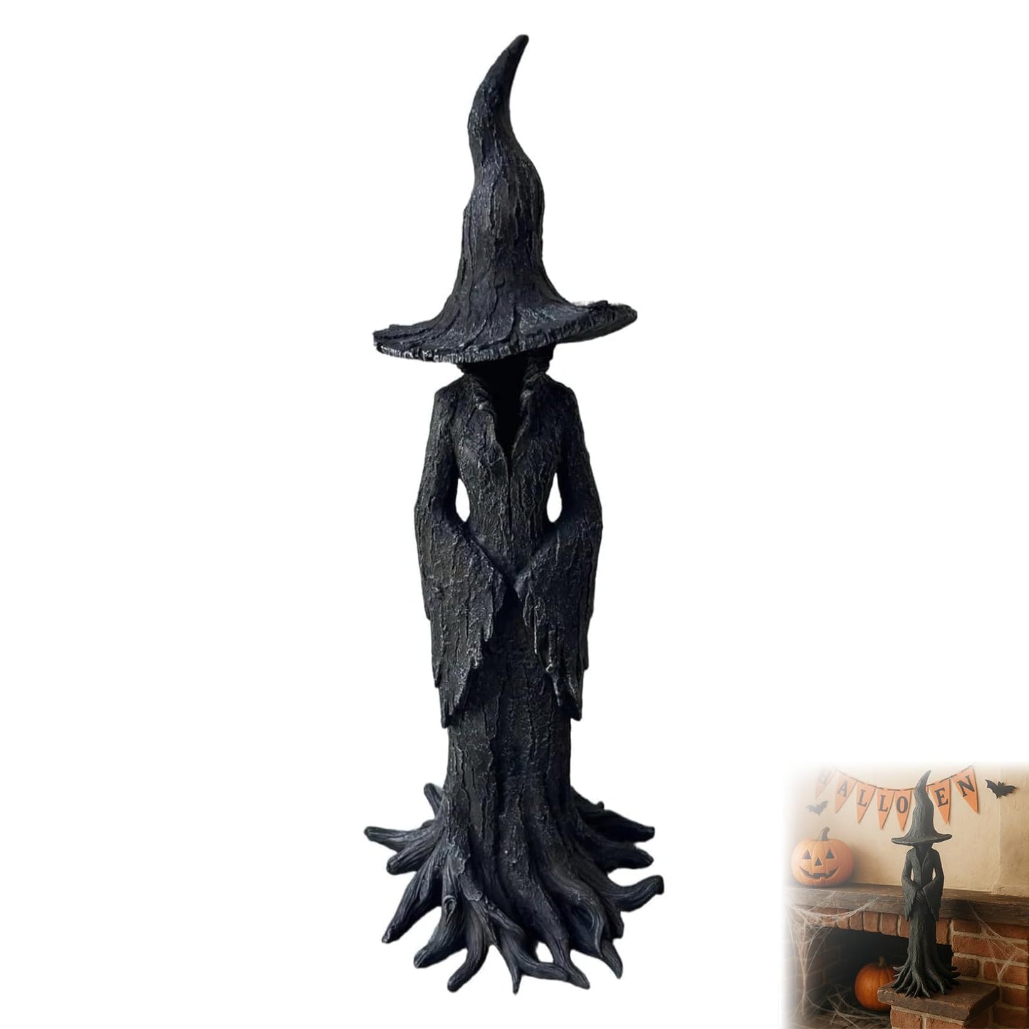 Cracker Barrel Witch Statue – Halloween Witch Statue,Hand-Painted Gothic Guardian for Home & Mantel, Retro Magician Resin Figurine, Dark Fantasy Collectible