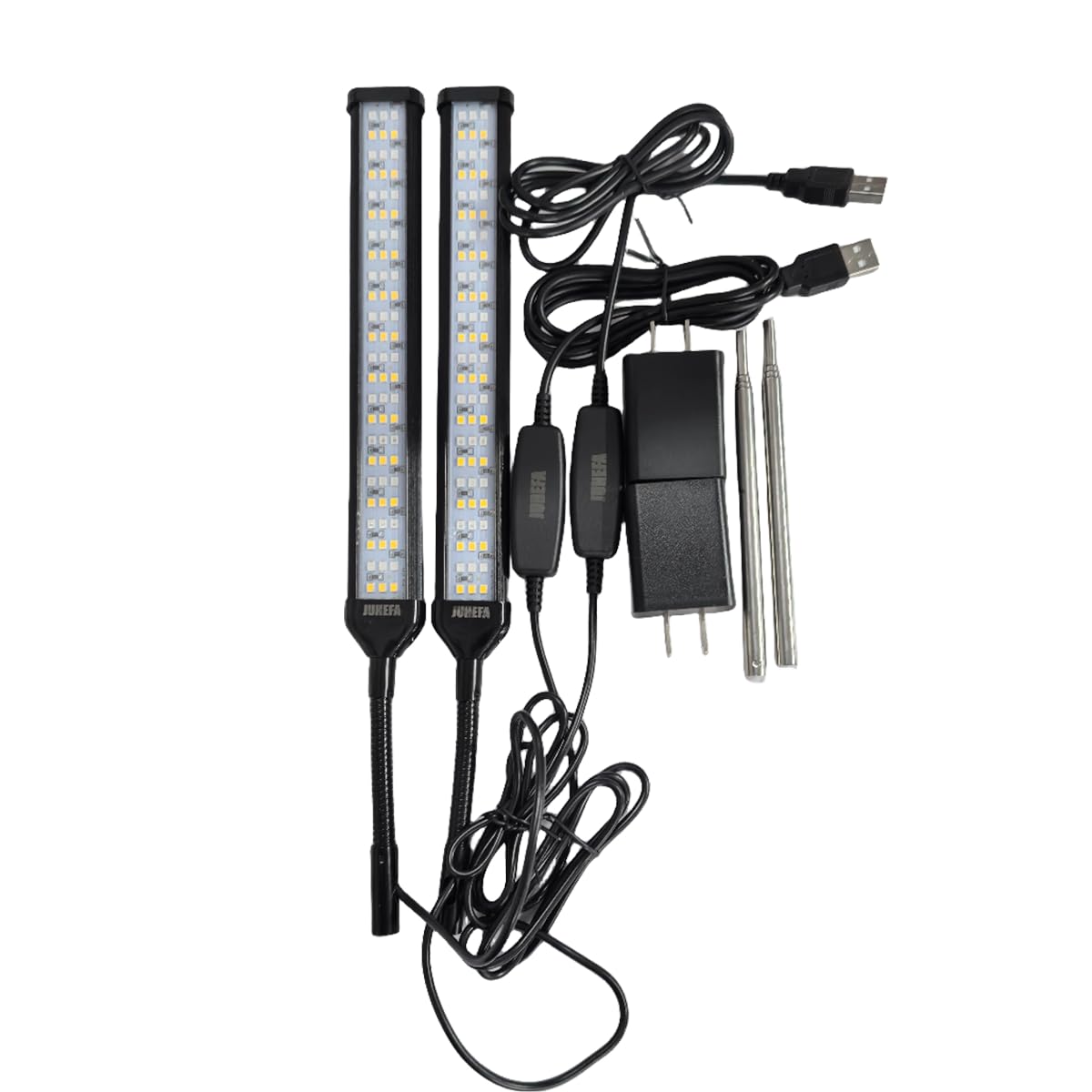 Juhefa LED Grow Light, 6000K Full Spectrum Gooseneck Plant Growing Lamp for Indoor Small Mini Plants, Auto On/Off Timer 4/8/12/18Hrs & 3 Colors Spectrum-2 Pack