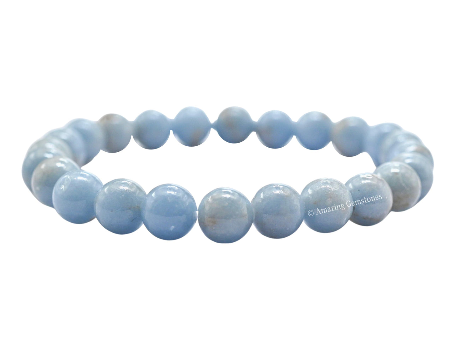 Amazing Gemstone Crystal Bracelet for Women Men's Gifts - Protection Healing Crystal Bracelet - 8mm Gemstone Beaded Stretchable Bracelet Pulseras Para Hombres Mujer Stocking Stuffers Mothers Day Gift (Angelite)