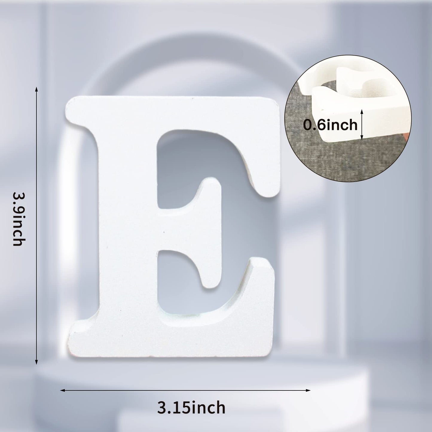 AOCEAN 4 Inch White Wood Letters Unfinished Wood Letter for Wall Decor Decorative Standing Letters Slices Sign Board Decoration for Craft Home Party Projects (E)