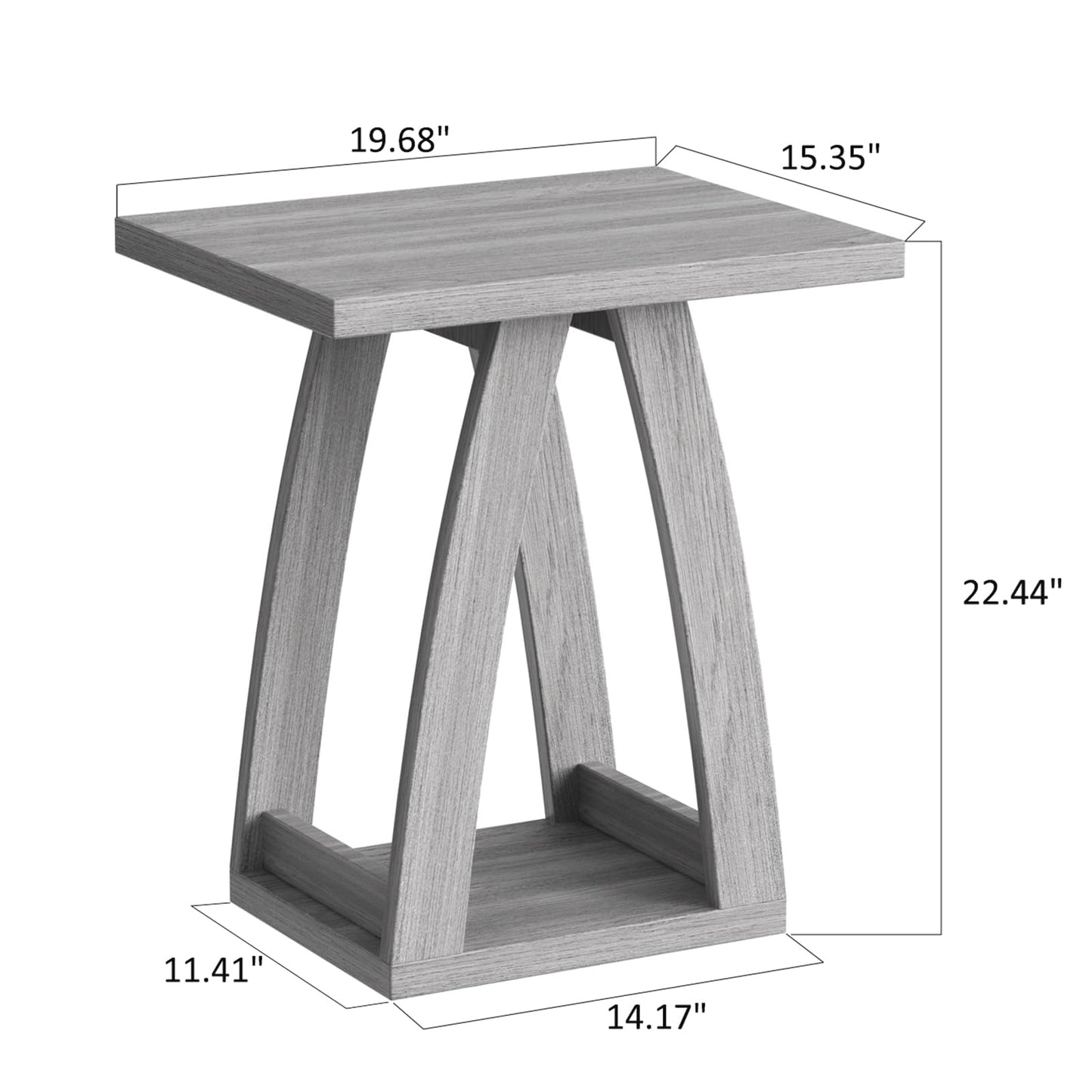 FROMJBEST End Tables Living Room, Side Table Beside Sofa, Nightstand for Bedroom, Couch Side Table with Shelf, Modern End Table for Living Room, Grey End Table