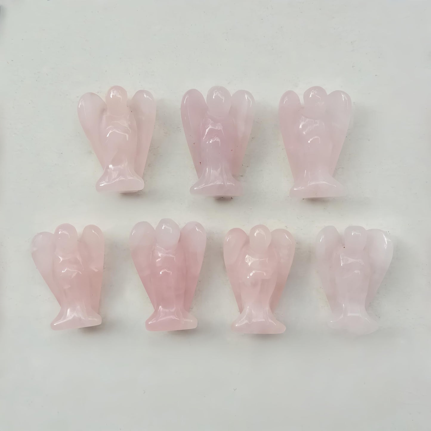Afucats Natural Rose Quartz Healing Guardian Angel Indoor Decorative Stone,1.5 Inches Carving Pocket Palm Statue,Gift for Her Christmas Décor