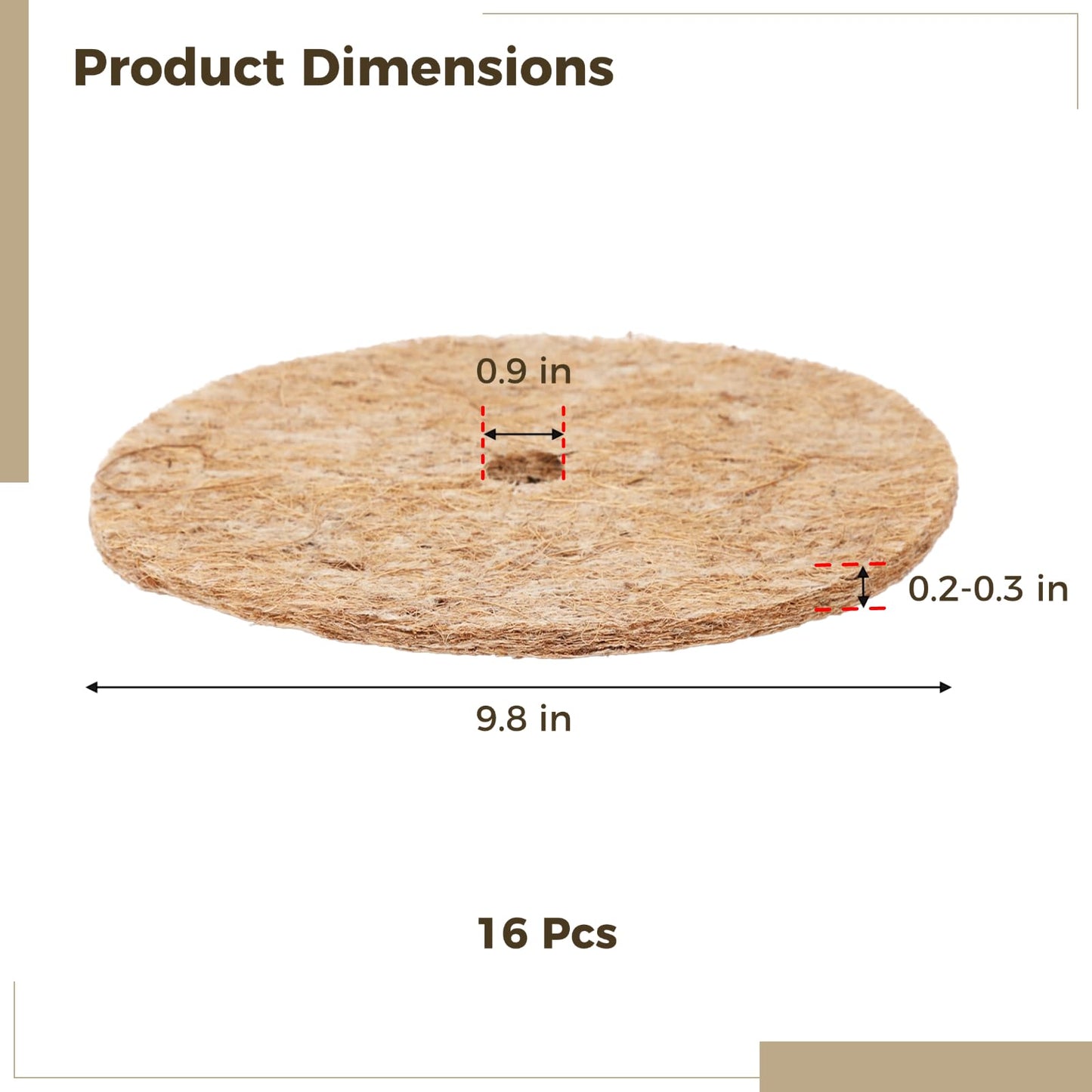 Coconut Fiber Mulch Ring, Natural Coco Coir Tree Protector Mat Tree Protection, 9.8 in Tree Rings Disc Plant Cover, Tree Rings Disc for Indoor Outdoor Plants and Landscaping
